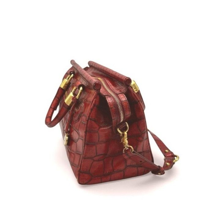 BRAHMIN Brahmin Elegant Crocodile-Embossed Red Leather Satchel Handb Size ONE SIZE - 5 Thumbnail