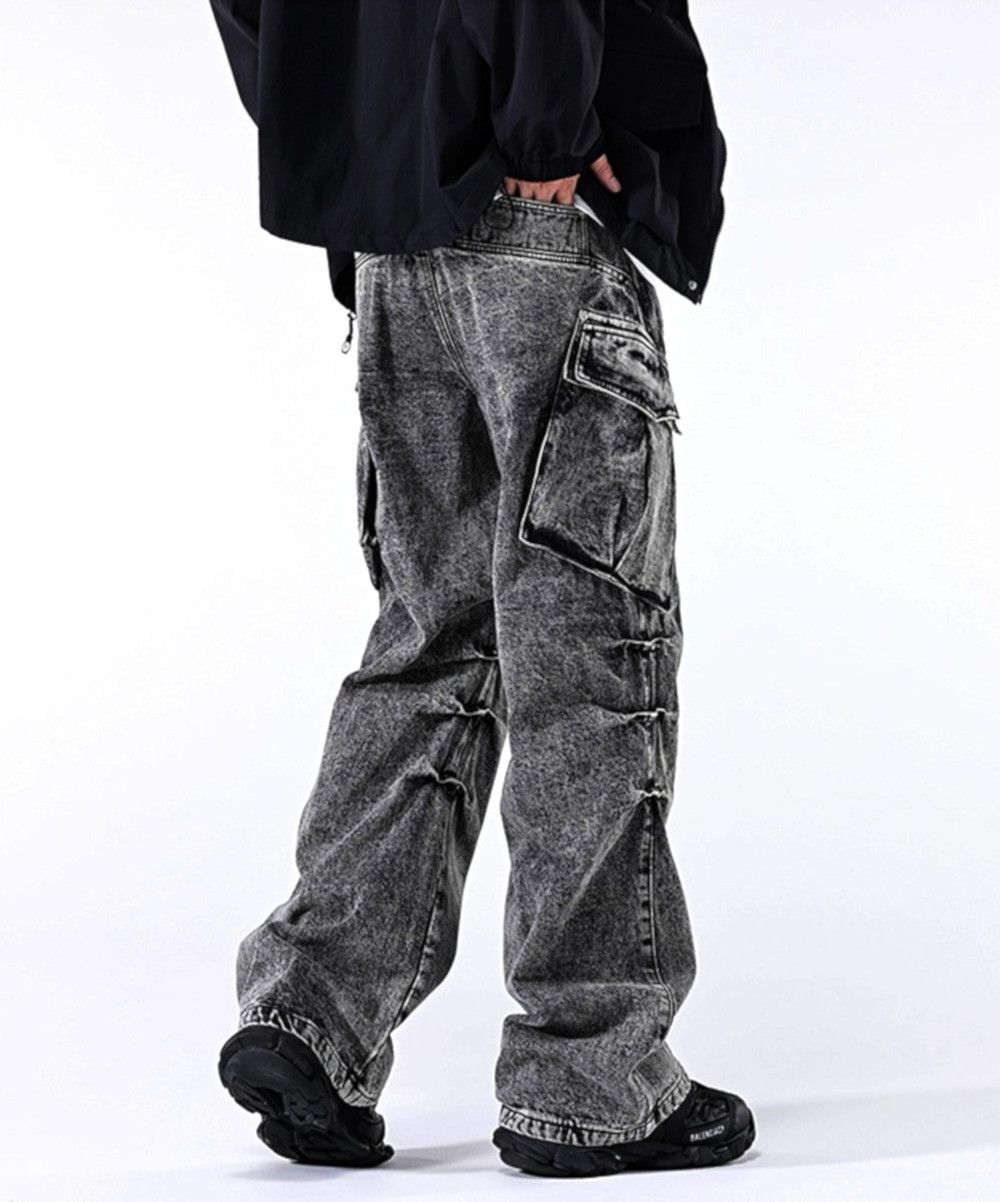 Designer × Japanese Brand × Vintage Stunning Punk Oversize Pockets Heavy Washed Cargo Pants Rave Size US 33 - 5 Thumbnail