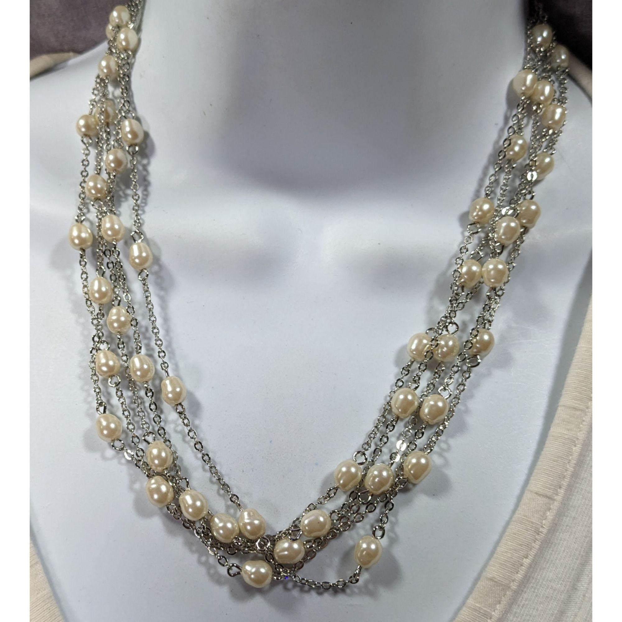 Other Elegant Glam Pearl Beaded Silver Tone Multilayer Necklace Size ONE SIZE - 5 Thumbnail
