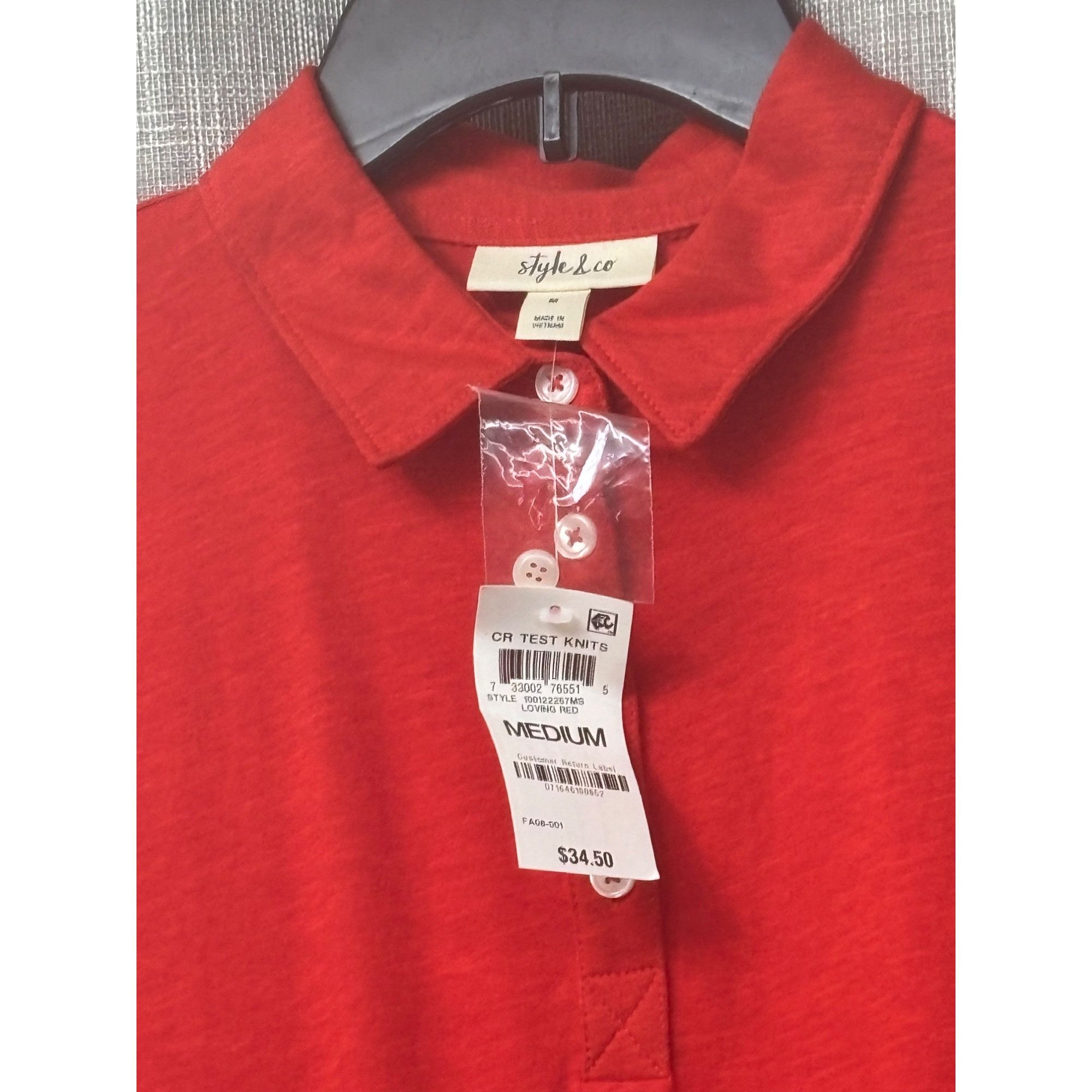 Style & Co Style & Co Women's Short-Sleeve Polo Shirt, Red, Sz. M Size M / US 6-8 / IT 42-44 - 9 Thumbnail