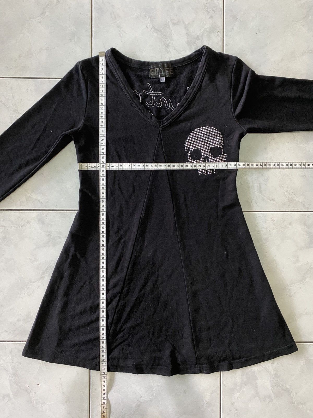 Japanese Brand Galyge Black Tunic Dress With A Skull Crossbones Rhinestone Size M / US 6-8 / IT 42-44 - 18 Thumbnail