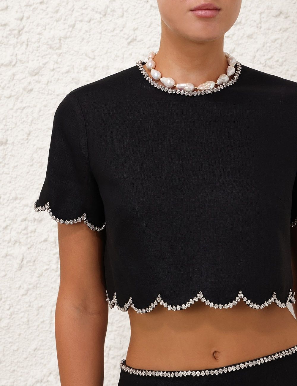 Zimmermann oc11z1025 Crush Scalloped Top in Black Size L / US 10 / IT 46 - 5 Thumbnail