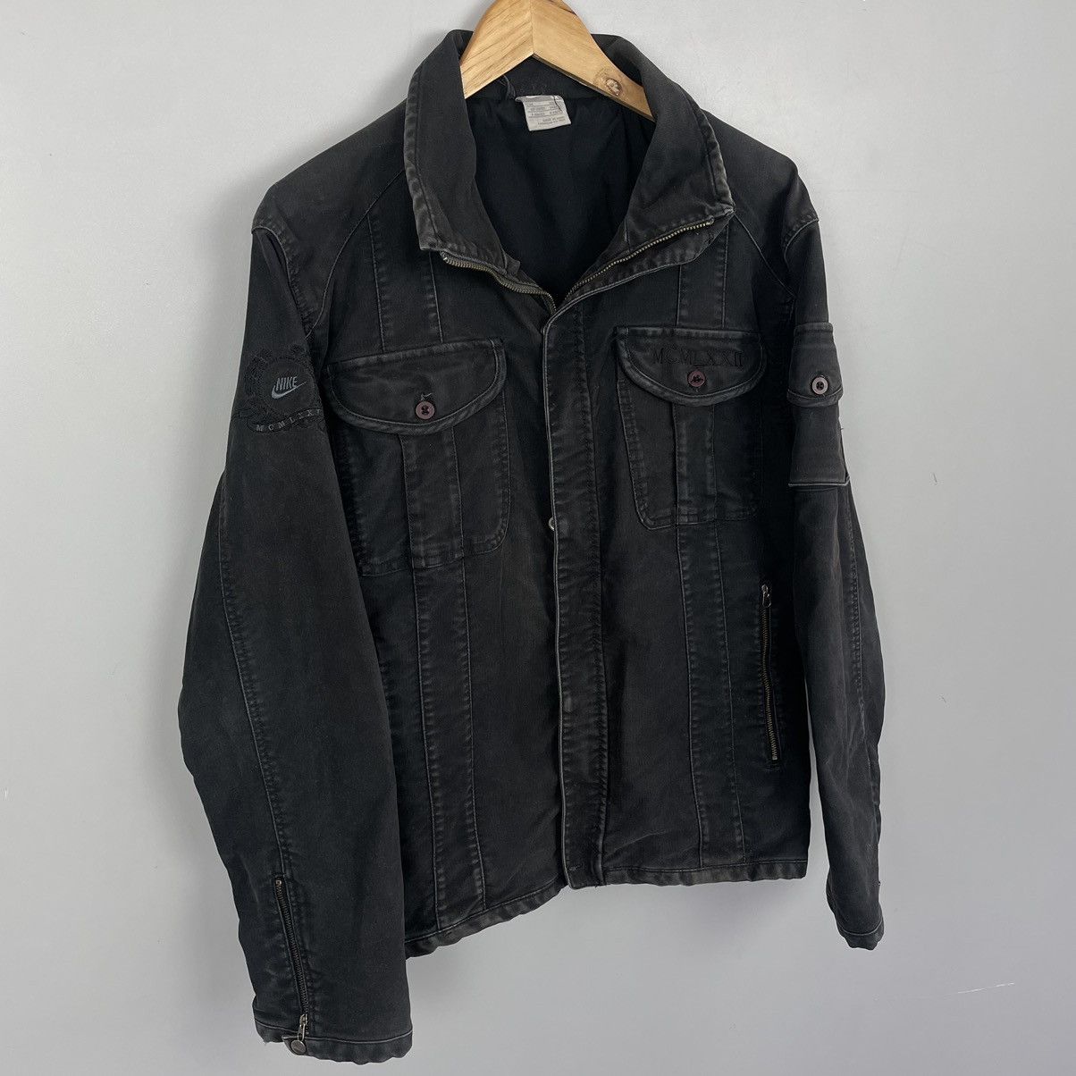 Nike × Vintage Vintage 90’s Nike distressed Denim Jacket y2k Size US M / EU 48-50 / 2 - 3 Thumbnail