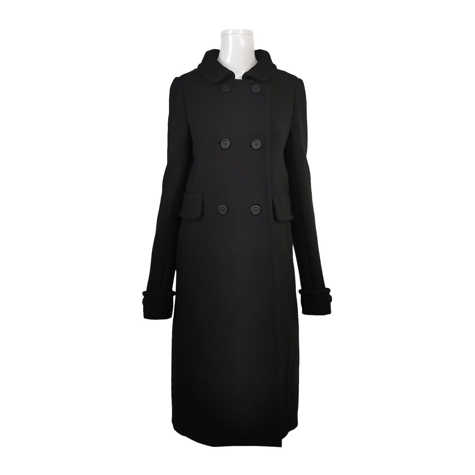 Miu Miu Miu Miu Black Leather Double Breasted Trench Coat Size 40 
