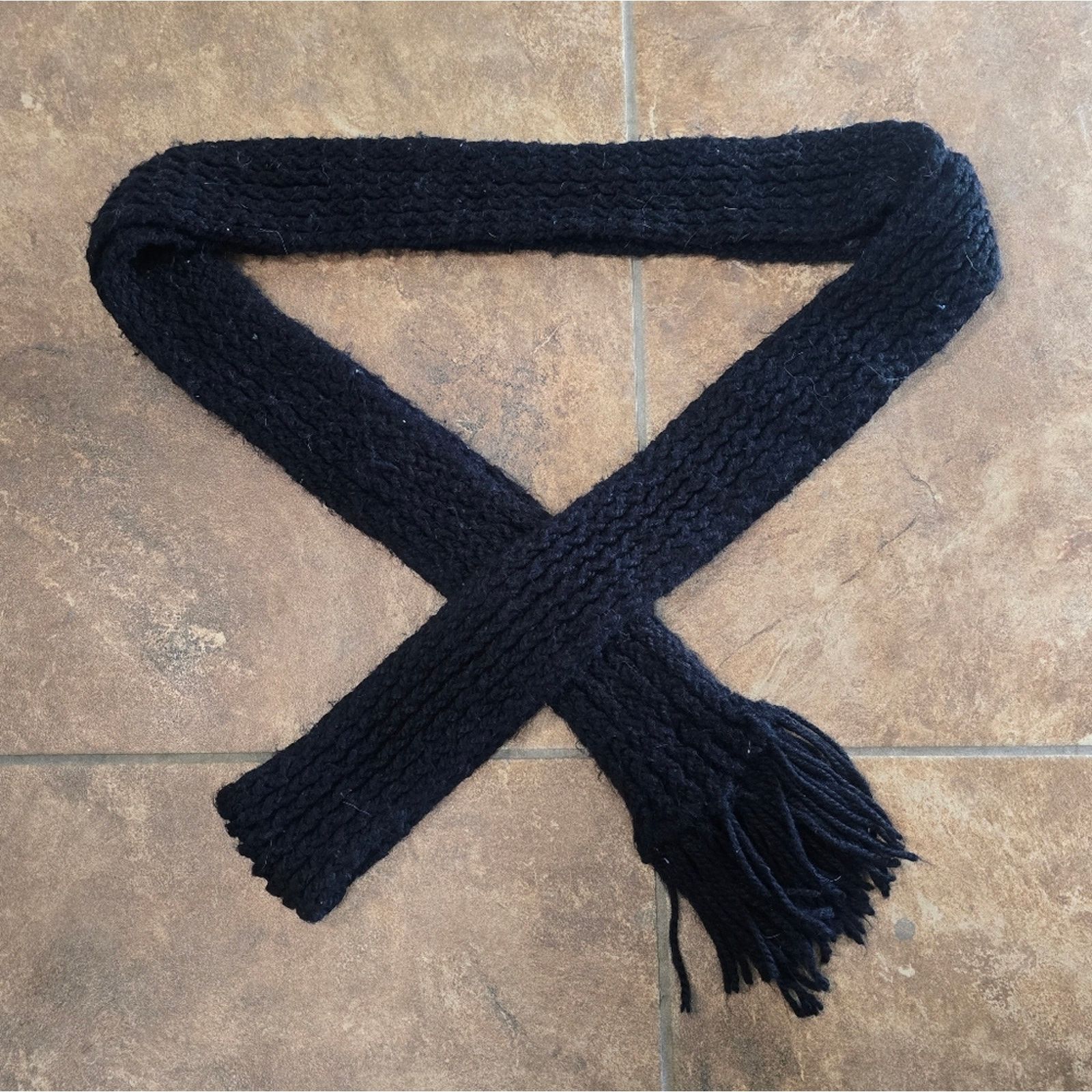 Other Black Longline Winter Knit Fringed Scarf Size ONE SIZE - 1 Thumbnail
