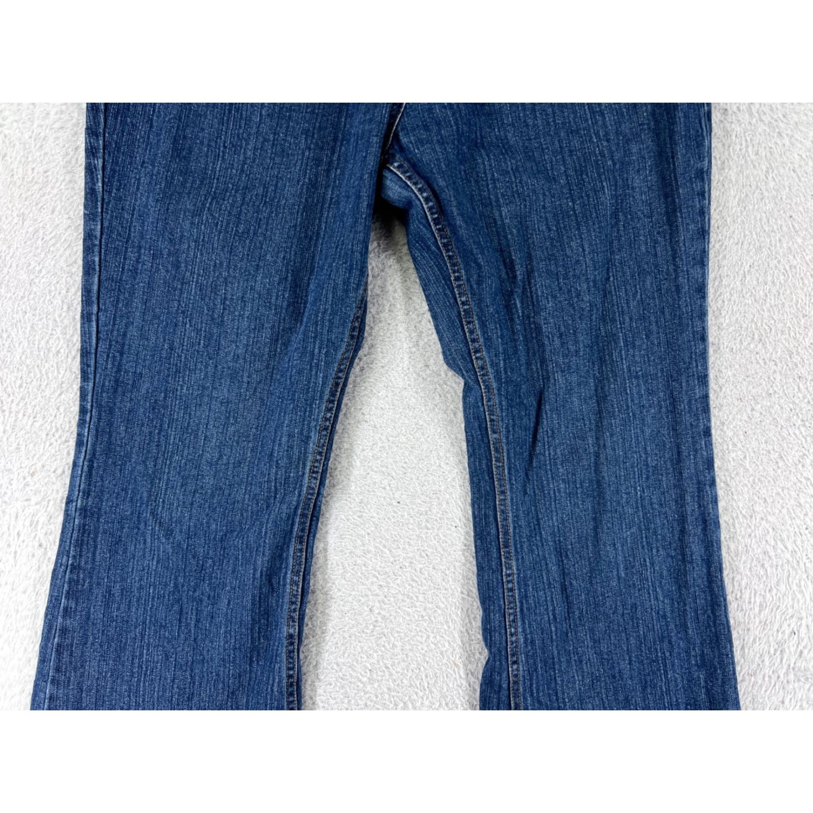 Denime SaltWorks Jeans Women Flared 32 Blue Denim Medium Rise Cotton Inseam 31 5-Pocket Distressed Size 24" / US 00 / IT 34 - 5 Thumbnail