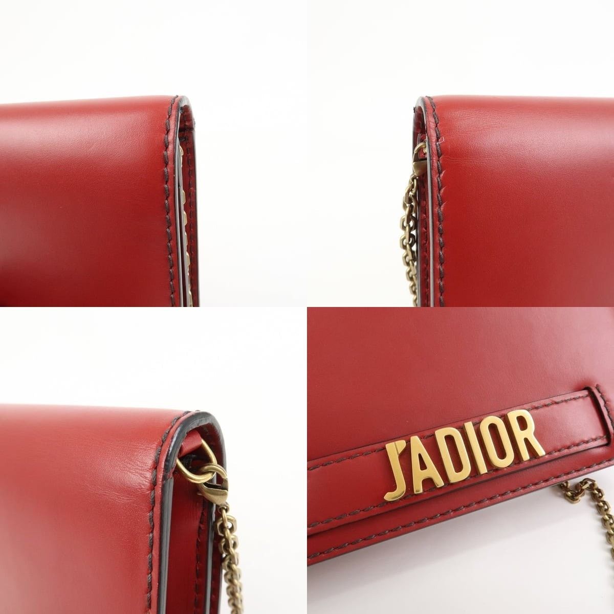 Christian Dior Monsieur Christian Dior J'Adior Calfskin Wallet On Chain Red Size ONE SIZE - 6 Thumbnail