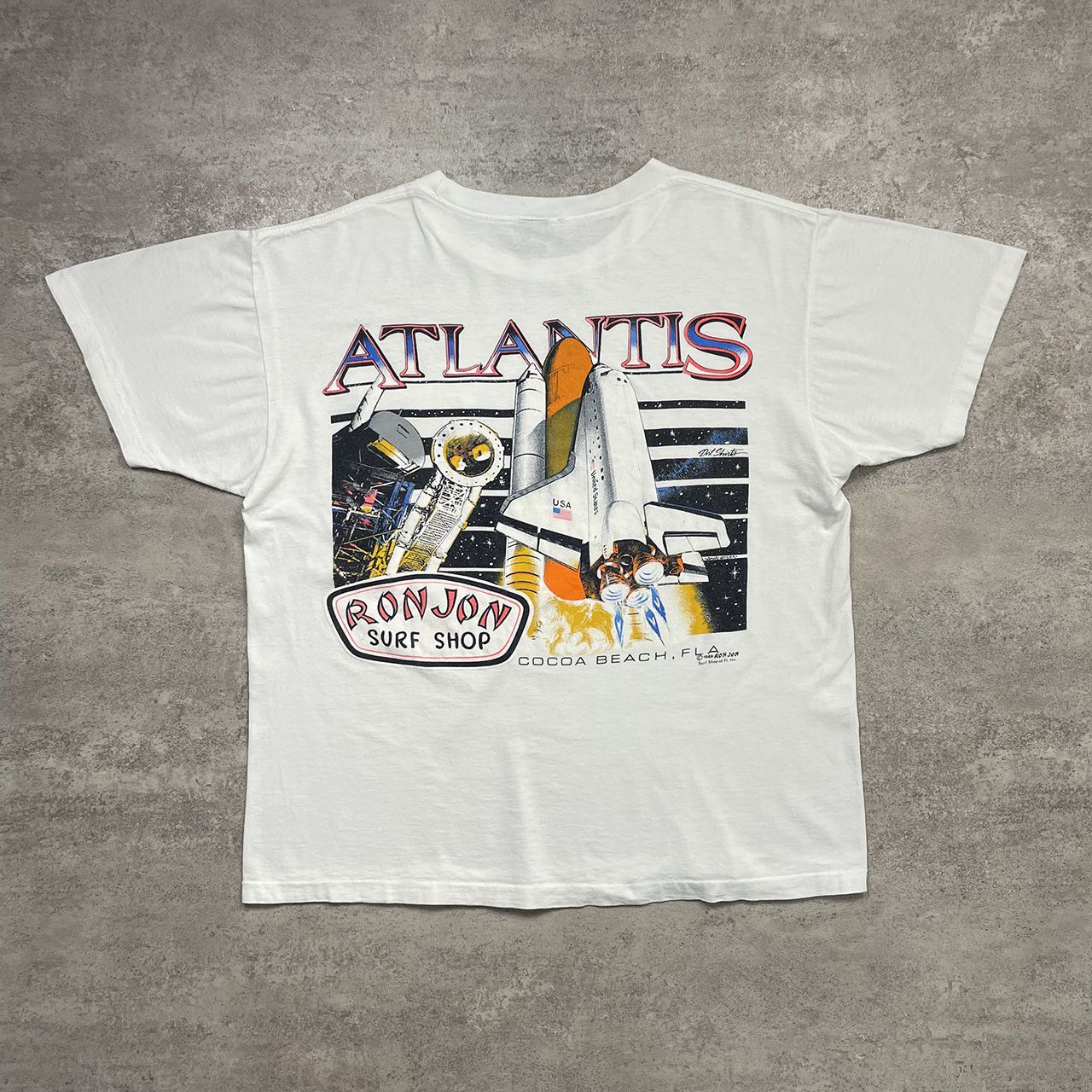 Ron Jon Surf Shop × Vintage 1989 RON JON Pocket T-Shirt Space Shuttle NASA Graphic Size US XL / EU 56 / 4 - 1 Thumbnail