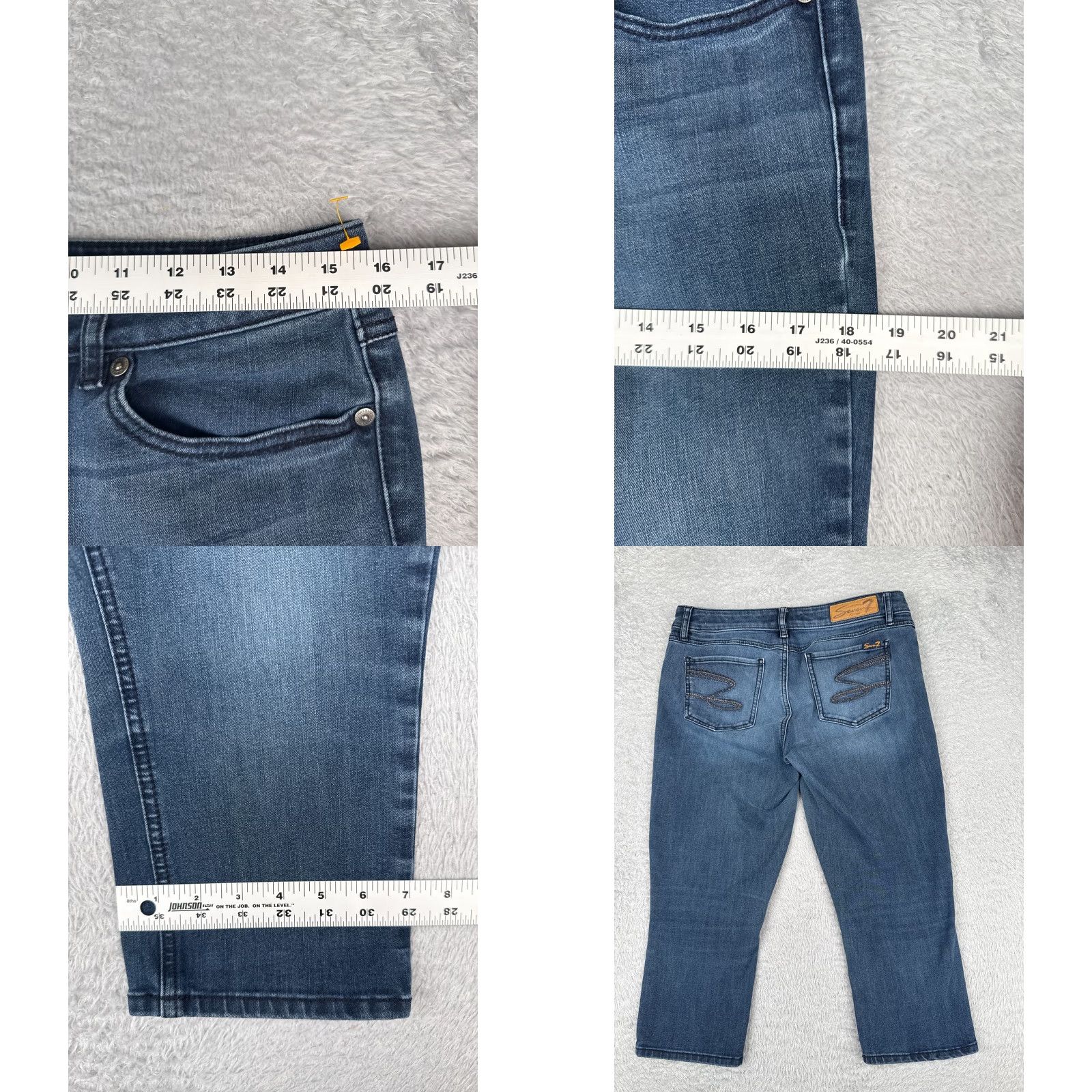 Vintage Seven7 Jeans Women Capri Skinny Mid Rise Blue Denim 31 Inseam 20 Cotton Blend 10 Size 32" / US 10 / IT 46 - 9 Thumbnail