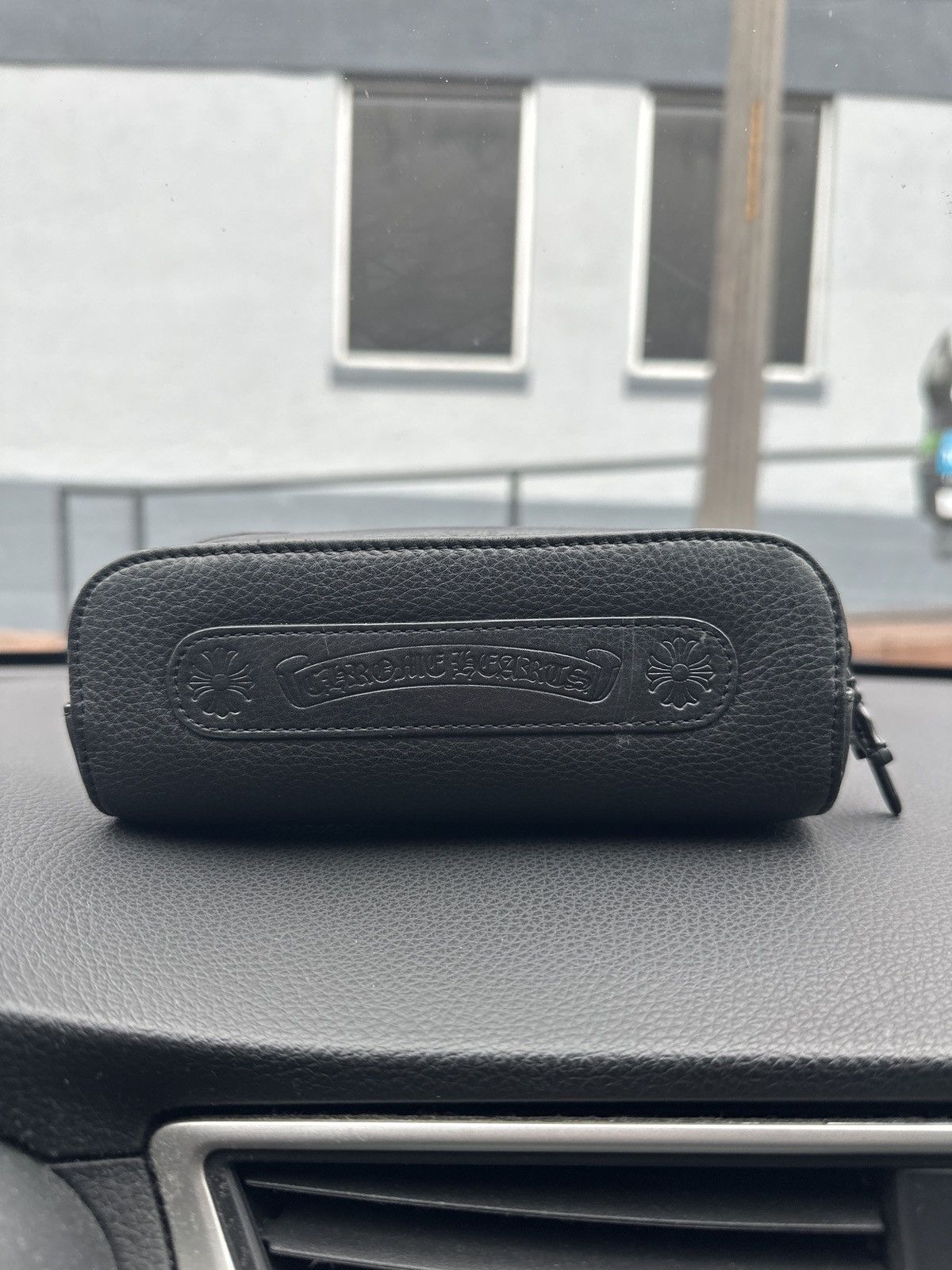 image of Chrome Hearts Sunglasses Leather Pouch in Black, Men's