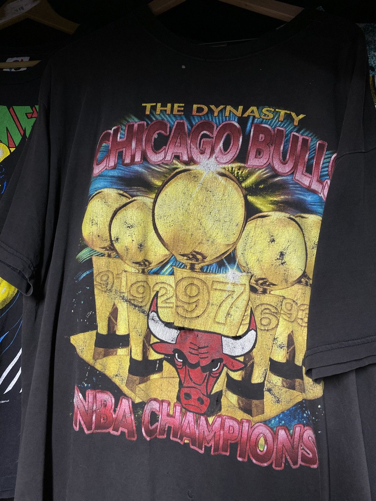 Vintage Vintage 90’s Chicago Bulls Rap T-Shirt Vtg Michael Jordan 2X Size US XXL / EU 58 / 5 - 2 Thumbnail