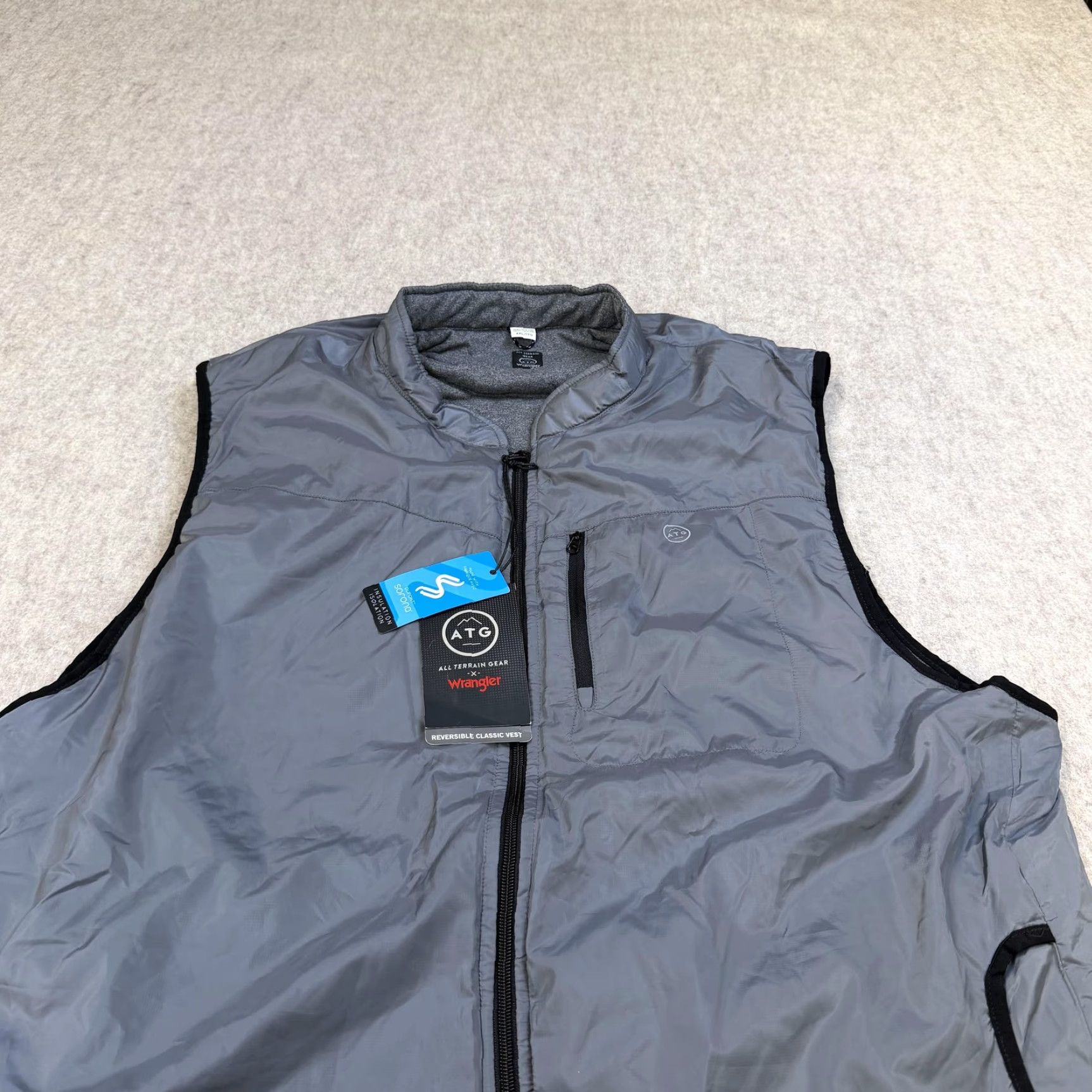 Wrangler Wrangler Vest Mens 2XL Gray Reversible Sorona Zip Insulated All Terrain Gear (ATG) Nylon Quilted Hiking Casual Vintage: No Size US XXL / EU 58 / 5 - 2 Thumbnail