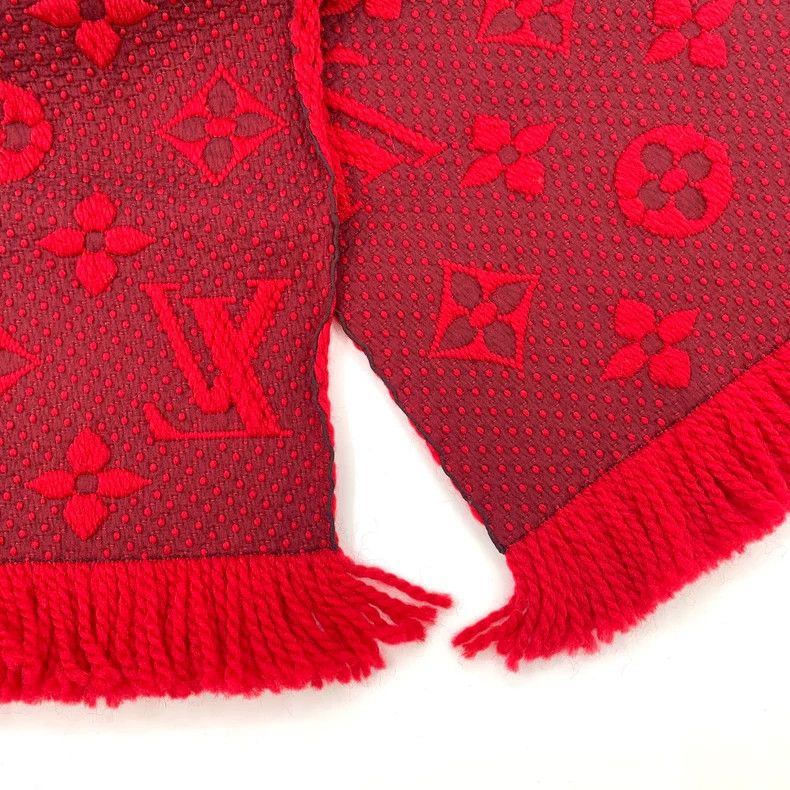 Louis Vuitton Louis Vuitton Red logo presbyopic full print wool fringe s Size ONE SIZE - 6 Thumbnail
