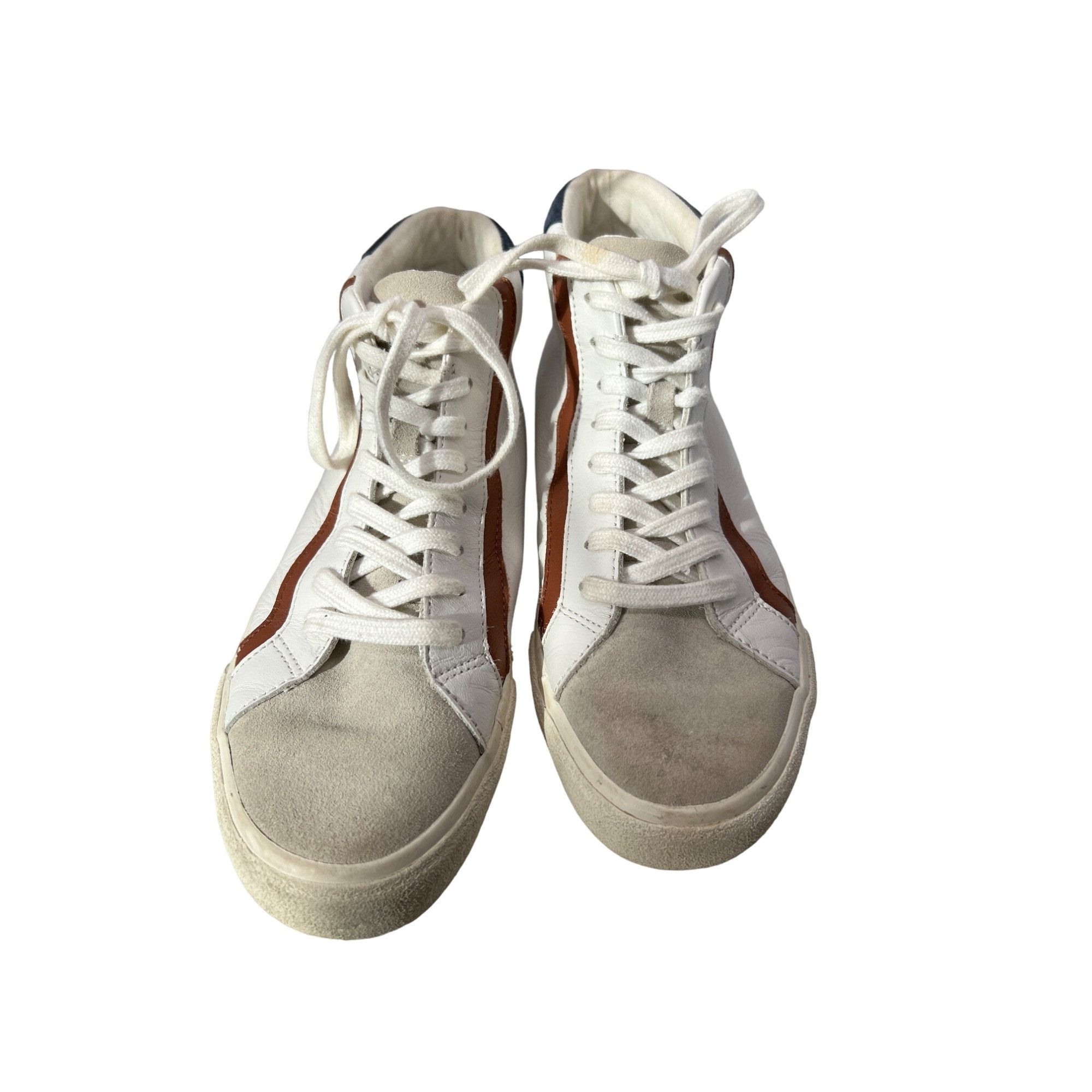 Madewell Madewell MWL High Top Sneakers White Leather Suede Brown Acc Size US 6.5 / EU 39-40 - 2 Thumbnail