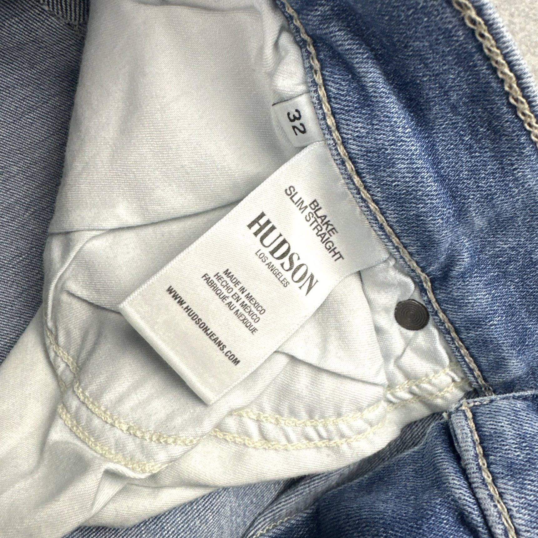 Hudson Hudson Jeans Mens 32x31 Blue Blake Slim Straight Stretch Denim Distressed Casual Jeans Shaft City Hipster Logo 5-Pocket Men Regular Jeans Slim Size US 32 / EU 48 - 3 Thumbnail