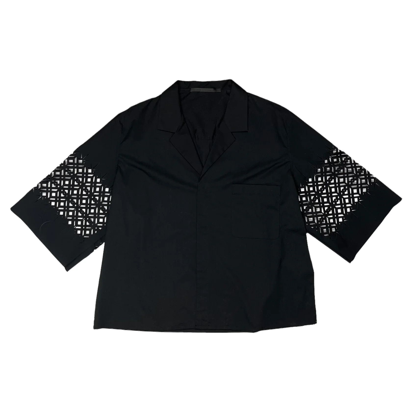 image of Haider Ackermann Cropped Laser Cut T-Shirt Black - Ss19, Men's (Size Large)