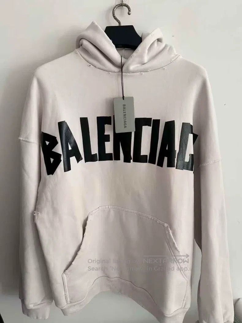 Balenciaga Balenciaga Beige Hooded Sweatshirt Size US M / EU 48-50 / 2 - 1 Thumbnail