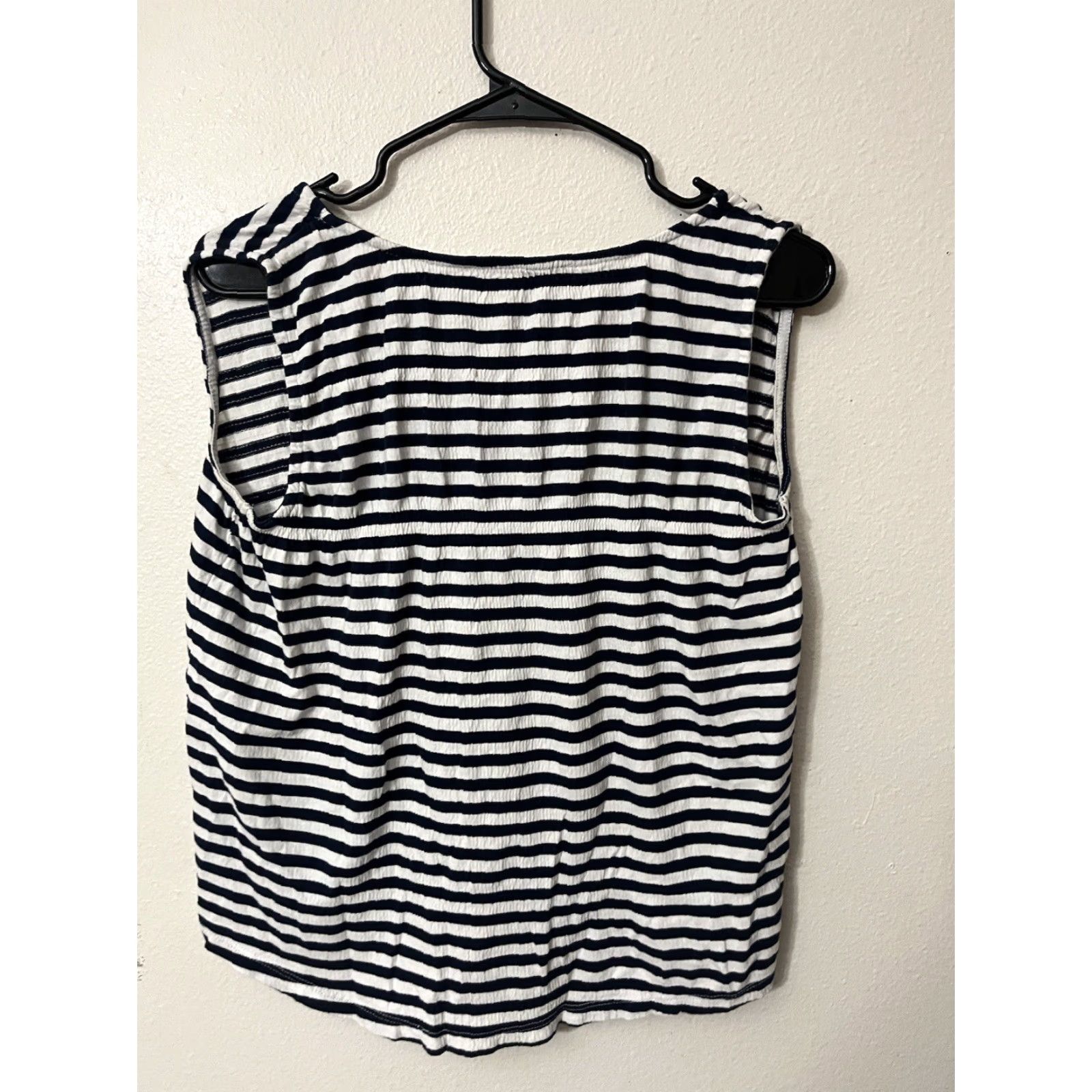 Loft LOFT Ann Taylor Tank Womens XS Sleeveless Striped Button Front Knot V-Neck Multicolor Casual Lightweight Cotton Easy Care Regular Fit Womens Size XS / US 0-2 / IT 36-38 - 2 Thumbnail