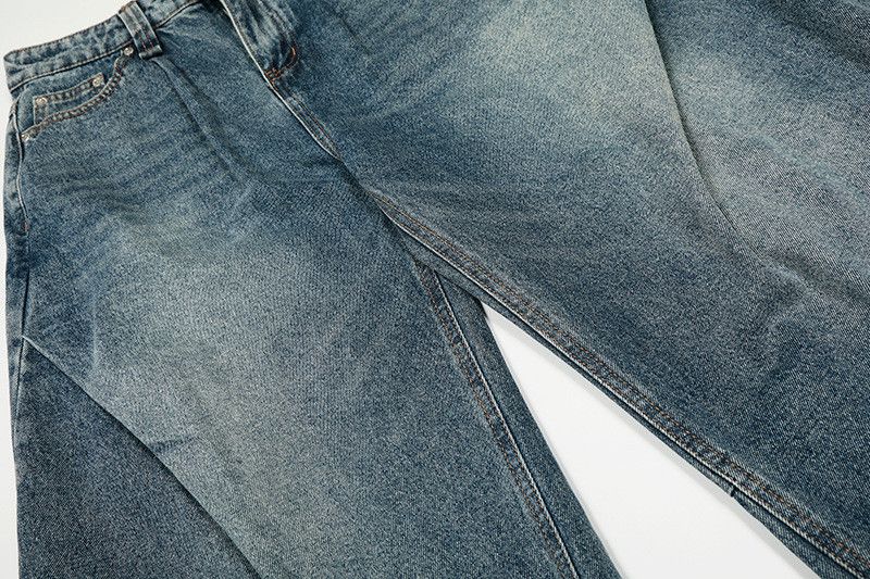 Vintage American retro washed distressed patchwork jeans for men Size US 34 / EU 50 - 5 Thumbnail