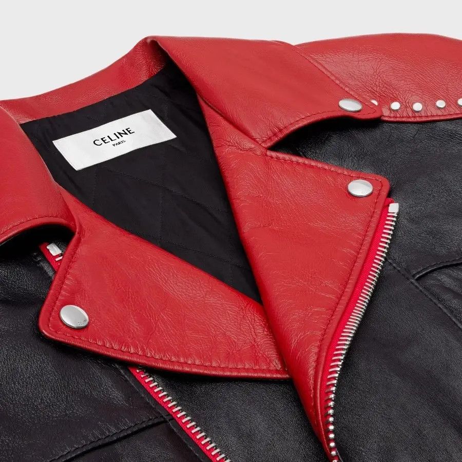 Celine o1w1db10324 Studded Biker Jacket in Black/Red Size US L / EU 52-54 / 3 - 3 Thumbnail