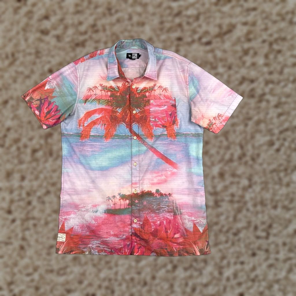 Rip Curl VINTAGE RIP CURL Shirt Men L Blue Floral Hawaiian Slim Cotton Blend Button-Up Short Sleeve Size US L / EU 52-54 / 3 - 1 Thumbnail