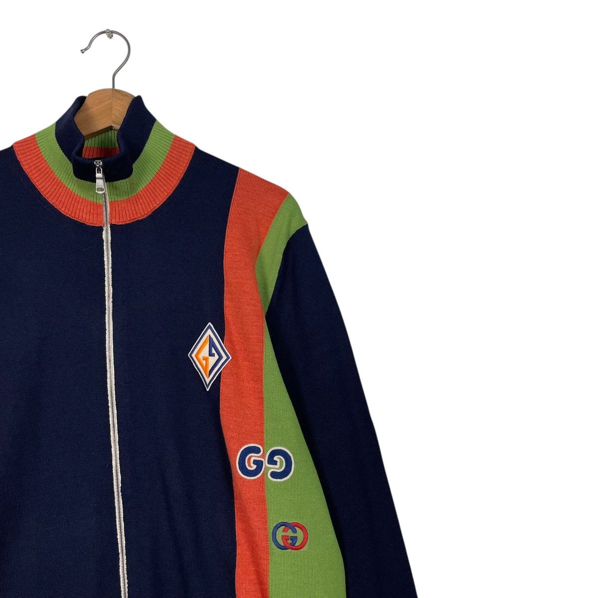Gucci Gucci Logo-Appliquéd Striped Wool Zip-Up Sweater Jacket Size US L / EU 52-54 / 3 - 5 Thumbnail