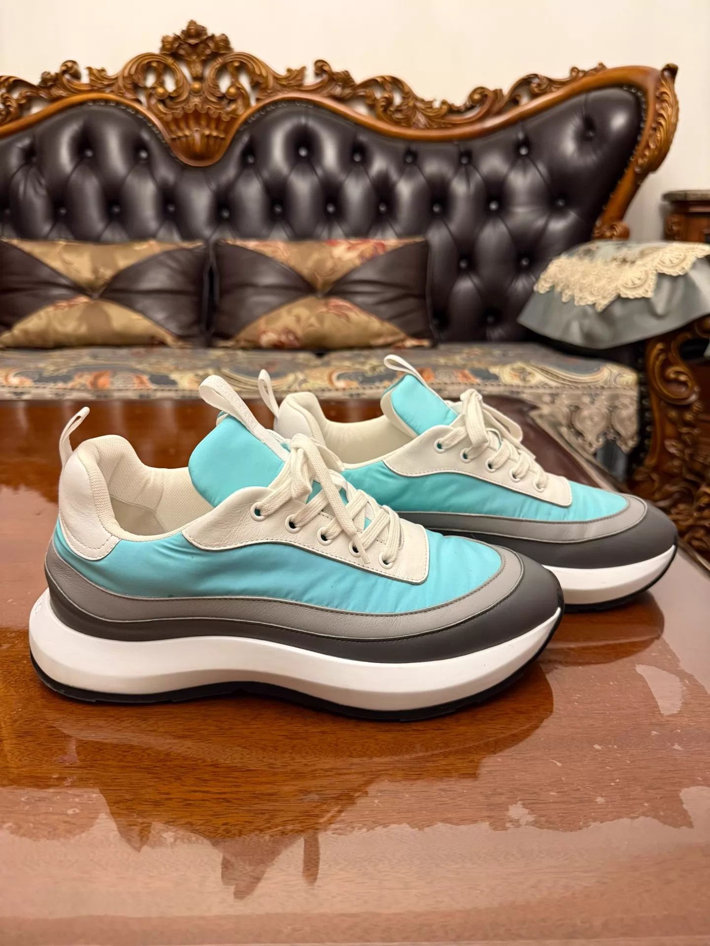 Hermes Hermes Men's Colorblock Leather-Fabric Sneaker 41 (Like New) Size US 8 / EU 41 - 2 Thumbnail
