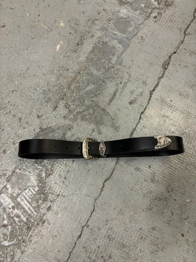 Dsquared2 2010s Dsquared2 Black Leather Western Silver Ornamental Belt Size ONE SIZE - 3 Thumbnail