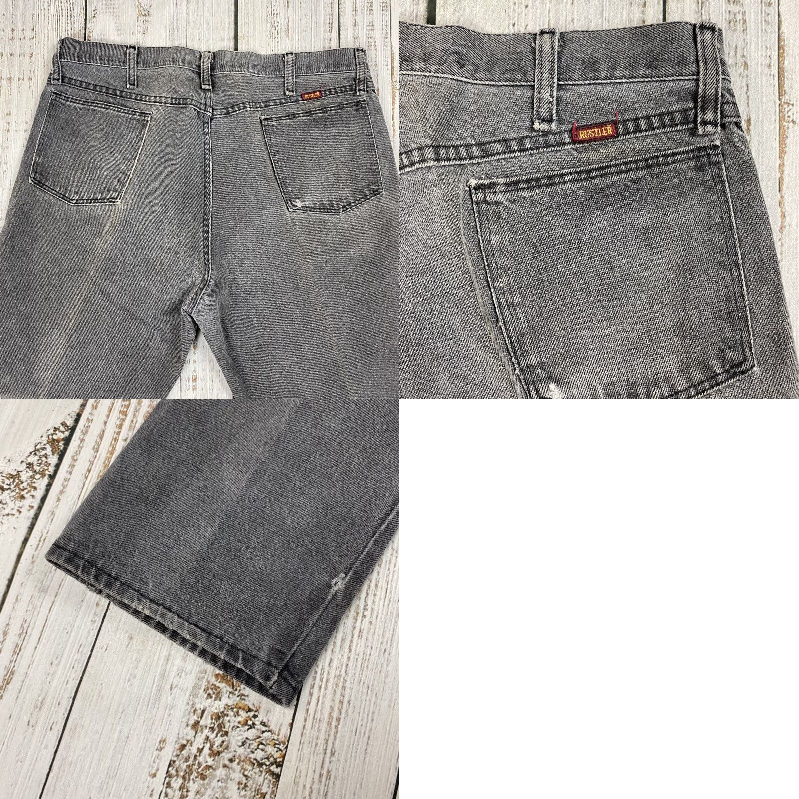 Denime VINTAGE Rustler Black Denim Jeans 36x30 Distressed 90s Straight Mens Size US 36 / EU 52 - 8 Thumbnail