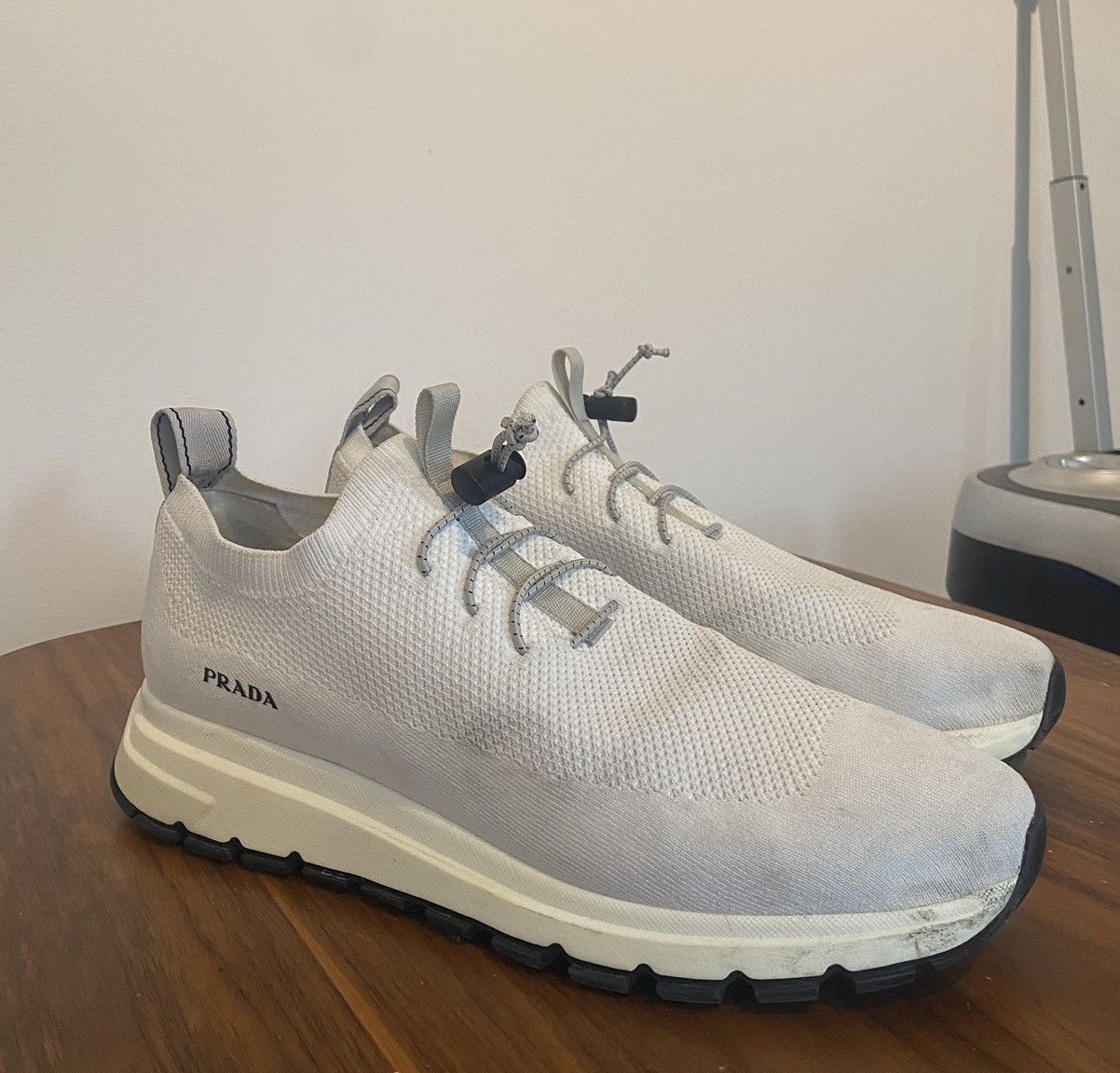Prada Prada White Knit Sneaker Size US 10 / EU 43 - 1 Thumbnail