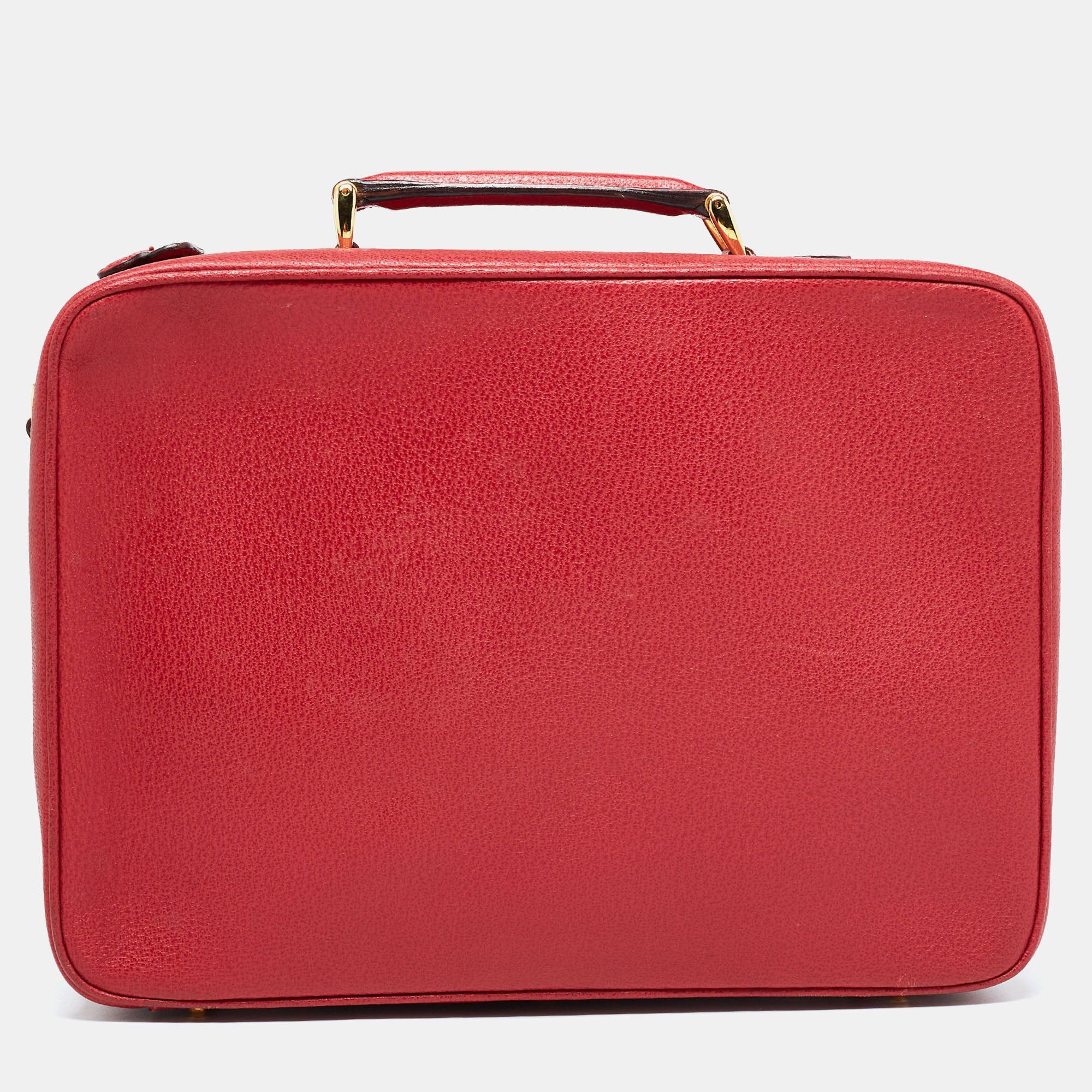 image of Gucci Red Leather Briefcase Bag, Women's