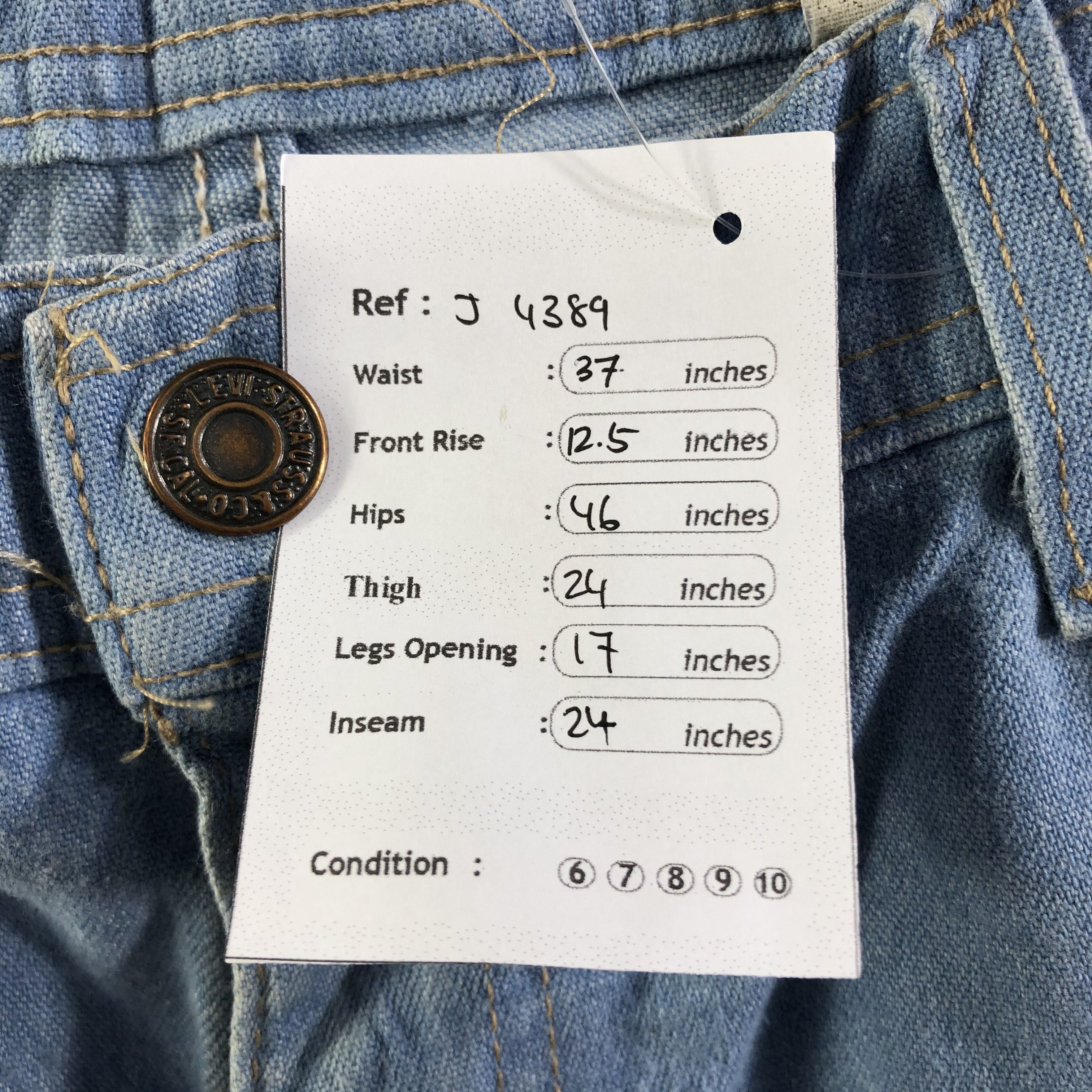 Levi's Vintage Blue Wash Levis Jeans-J4389 Size US 37 - 12 Thumbnail