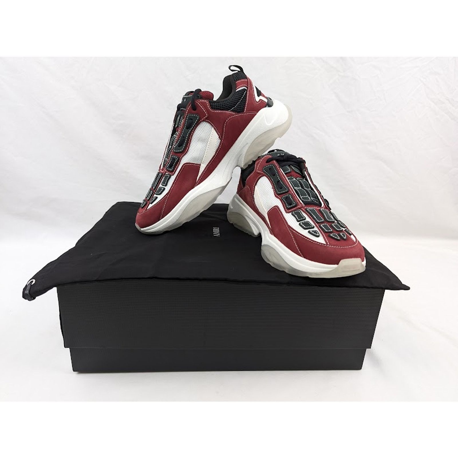 Amiri o1rshd1 Bone Runner Low-Top Sneakers in Deep Red Size US 9 / EU 42 - 10 Thumbnail