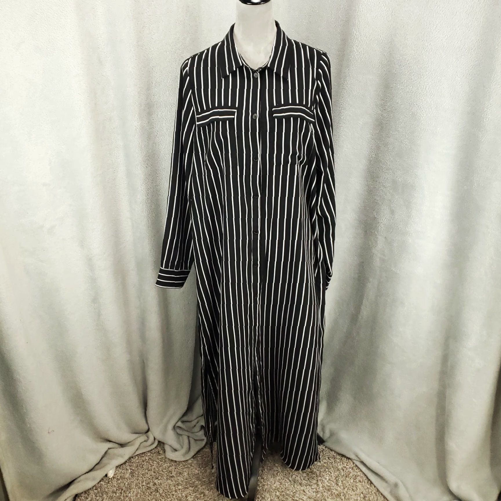 Vintage Savanna Jane Maxi Dress Womens L Striped Collared Button Front Boho Long Sleeve Casual Travel Vintage No Size L / US 10 / IT 46 - 2 Thumbnail