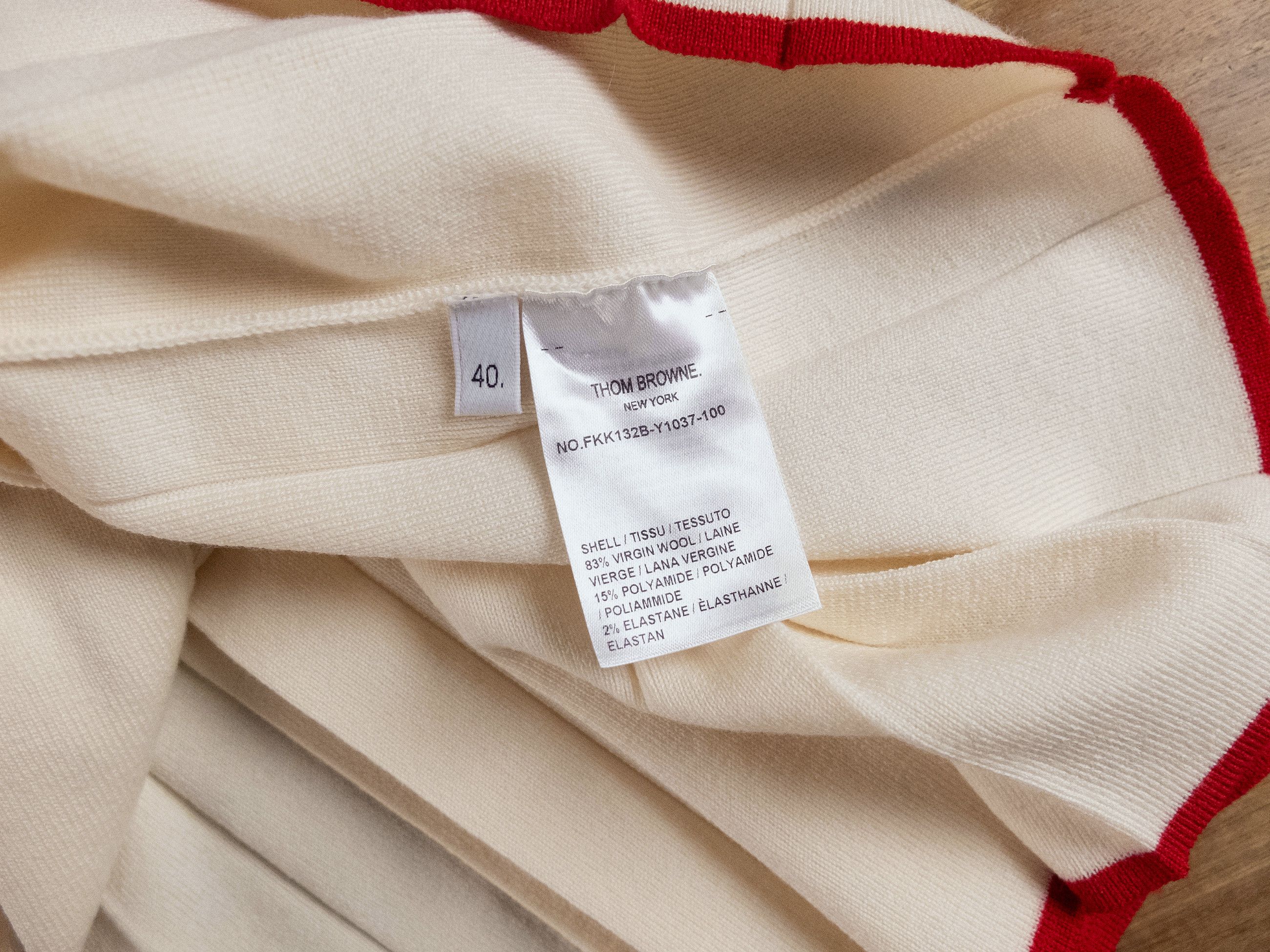 Thom Browne THOM BROWNE ecru white pleated wool mini skirt 40 Size 27" / US 4 / IT 40 - 8 Thumbnail