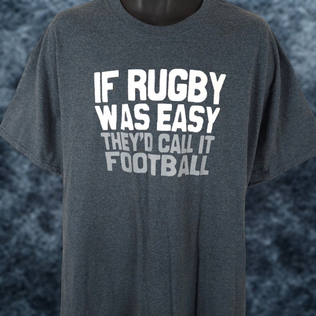 Vintage If Rugby Was Easy T Shirt Mens Size XL Gray Theyd Call It Football Size US XL / EU 56 / 4 - 1 Thumbnail