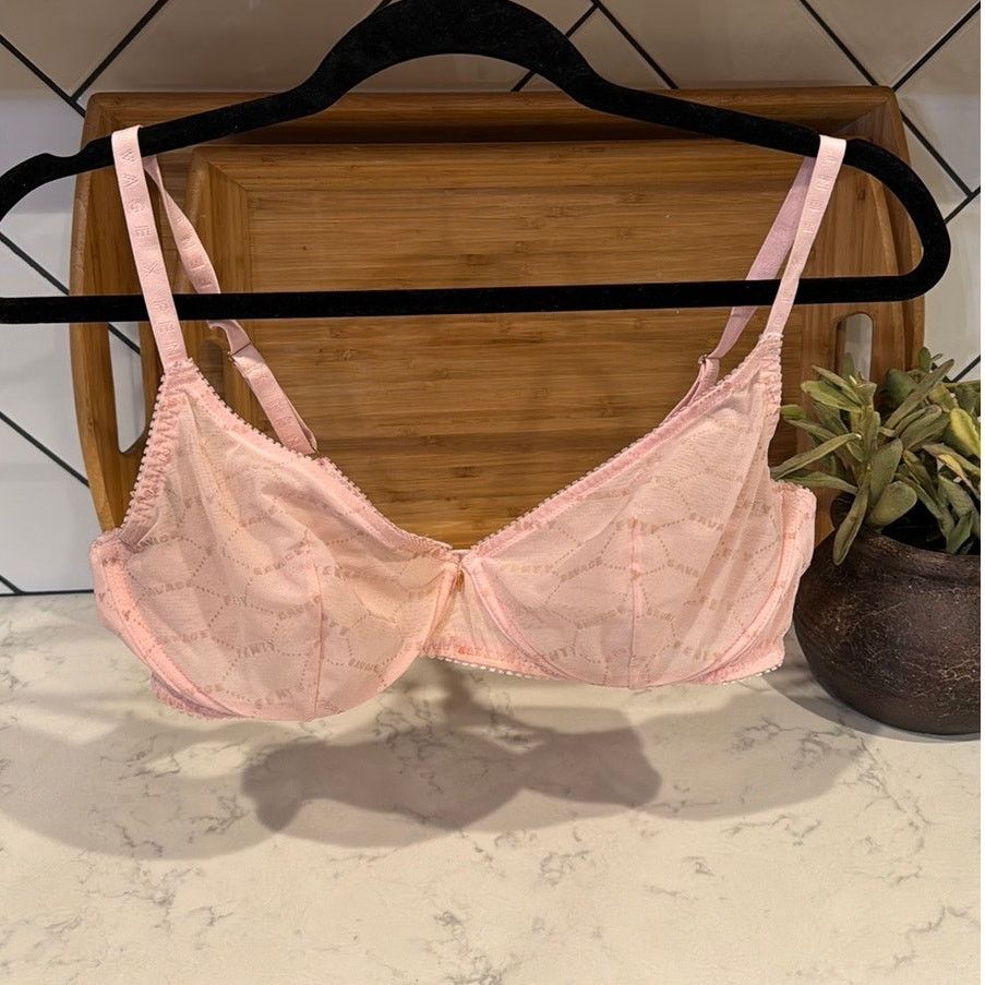 Other Savage x Fenty flocked logo pink sheer wire bra size 36D Size ONE SIZE - 1 Thumbnail