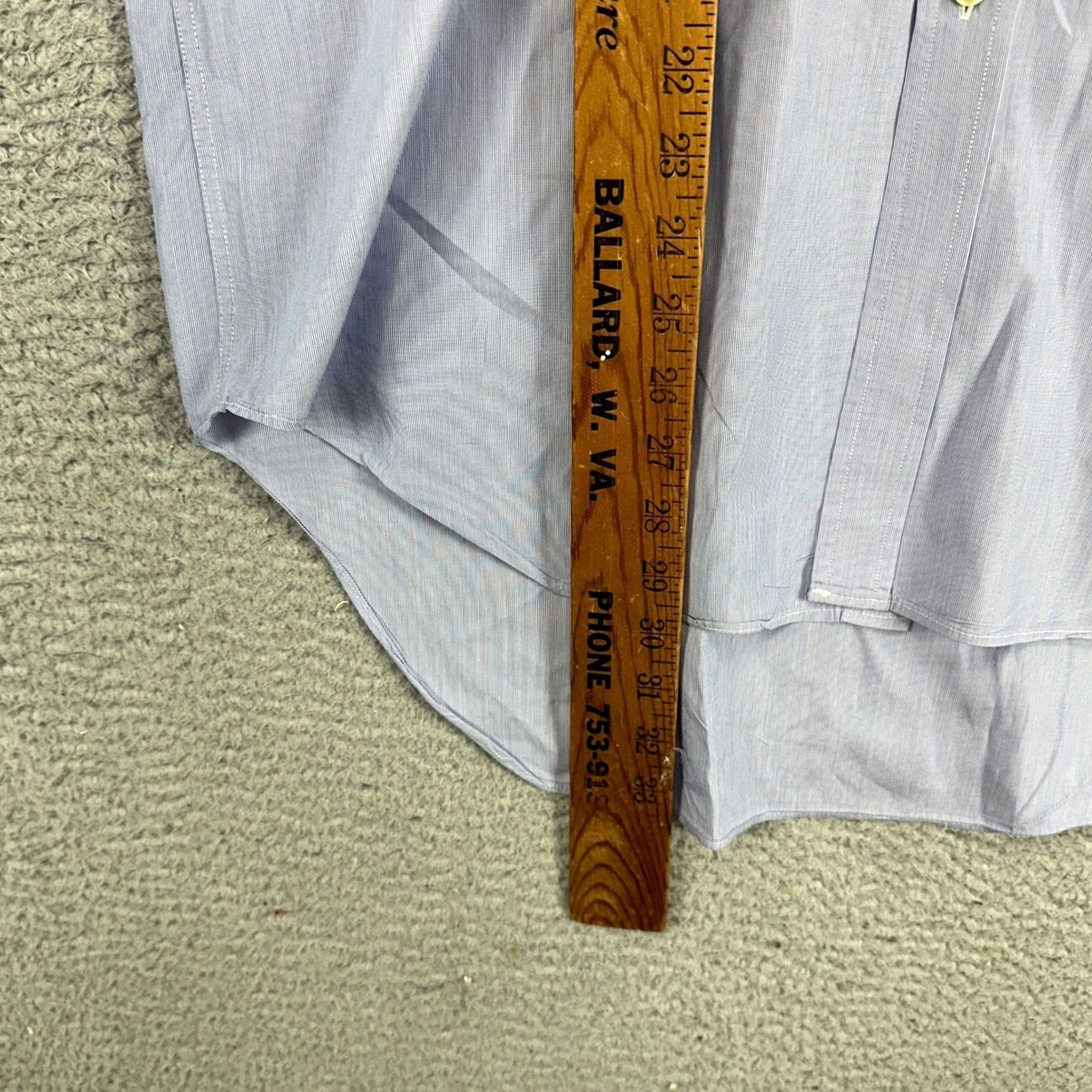 Vintage VINTAGE T.M. Lewin Shirtmakers Dress Shirt Mens 16.5-33 Blue White Stripe Button Up Plaid Cotton Spandex Long Sleeve Blue Mens Shirt Size 46R - 7 Thumbnail