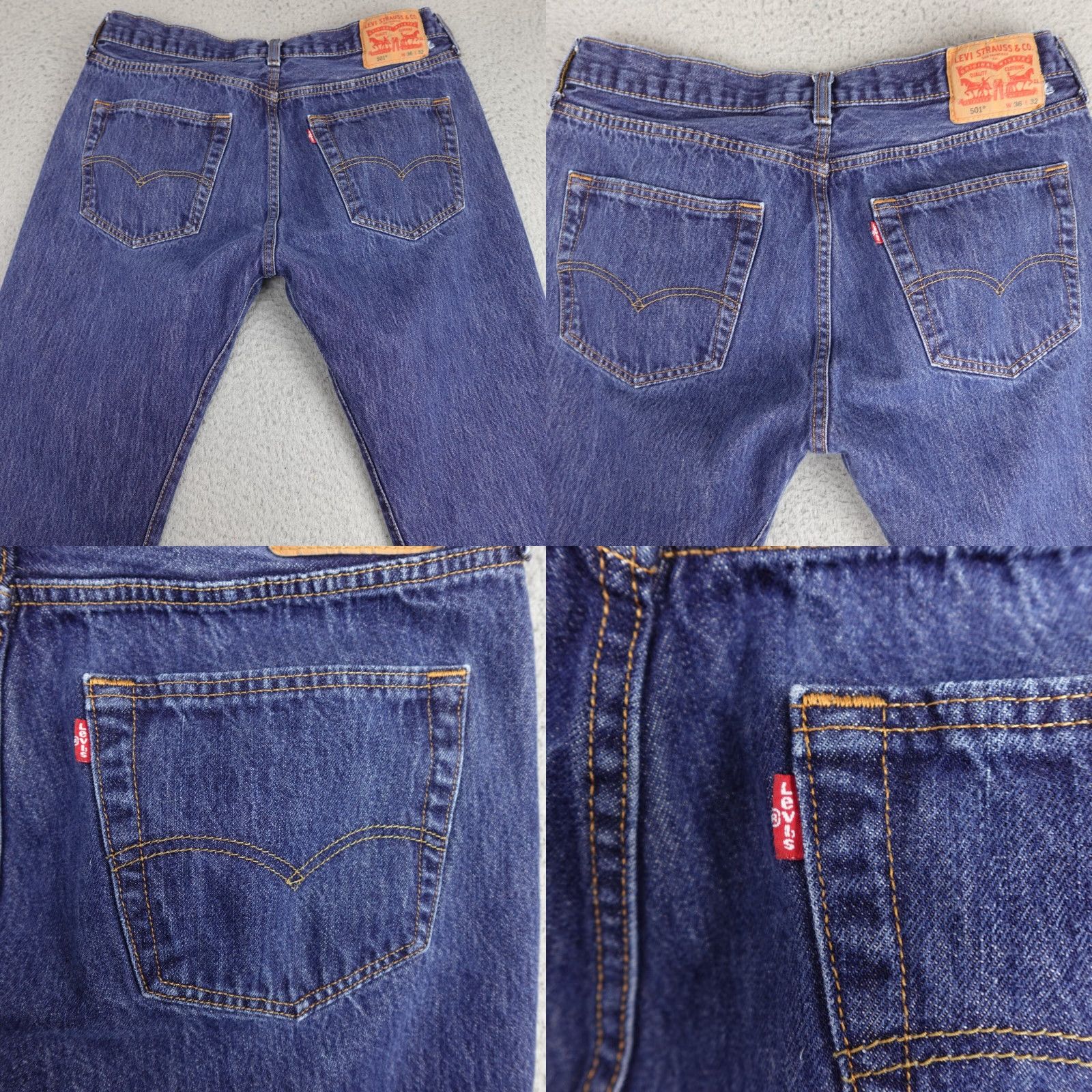 Levi's Levi's 501 Jeans Mens 36X32 Blue Denim Dark Wash Button Fly Red Tab Jeans 501 Regular Fit Size US 36 / EU 52 - 8 Thumbnail