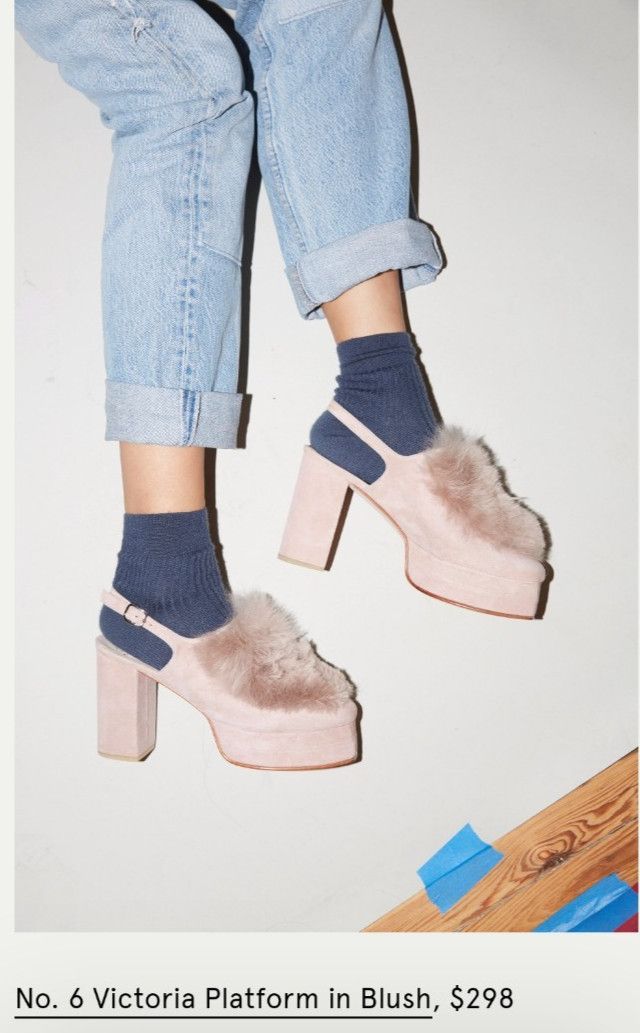 No. 6 No. 6 Victoria Platform Heels Blush Furry Chunky Shoes 8 Size US 8 / IT 38 - 1 Thumbnail