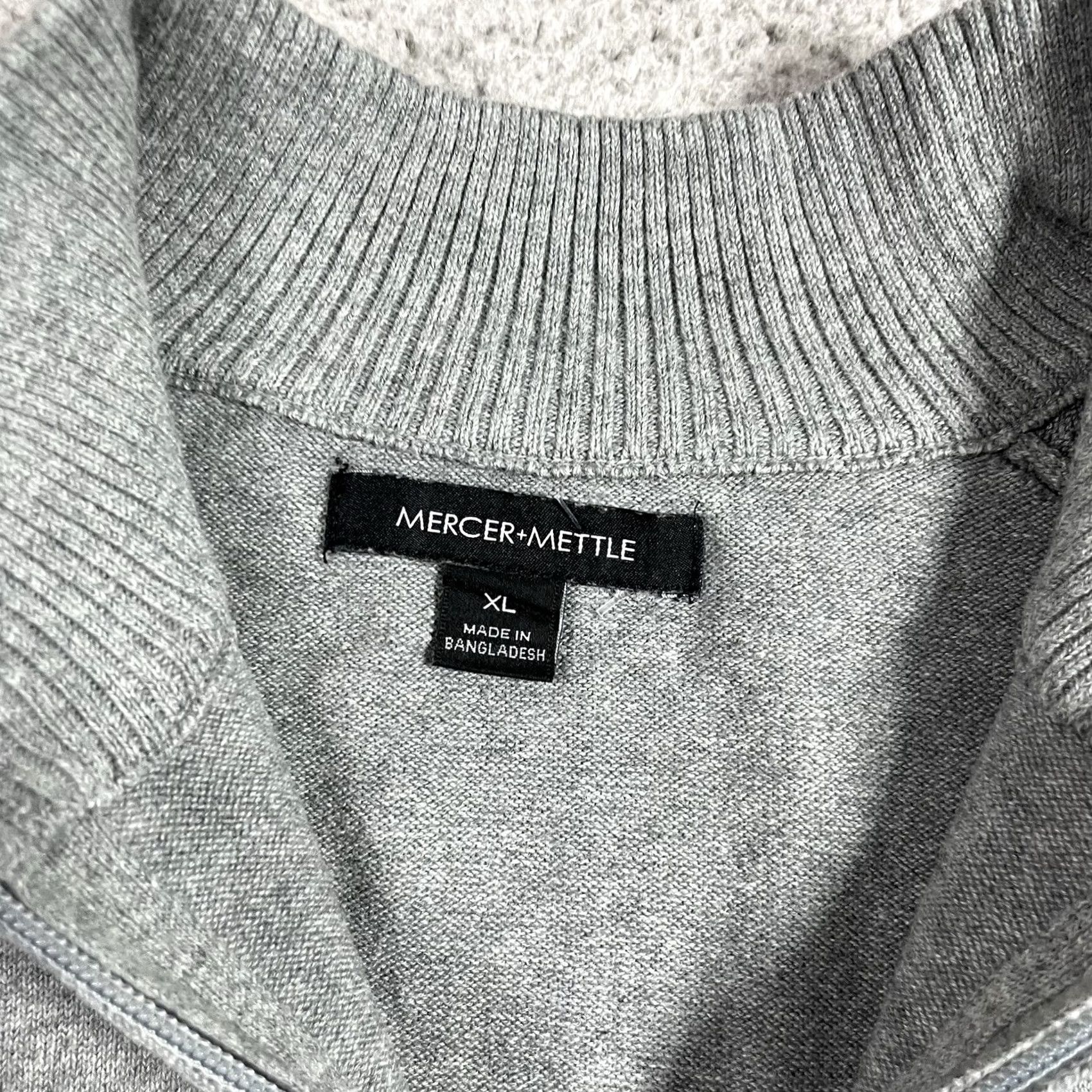 Vintage Mercer + Mettle 1/4 Zip Pullover Mens XL Gray Knit Cotton Nylon Spandex Casual Logo, All Seasons, Easy Care, Zipper, Golf, Walking Size US XL / EU 56 / 4 - 2 Thumbnail