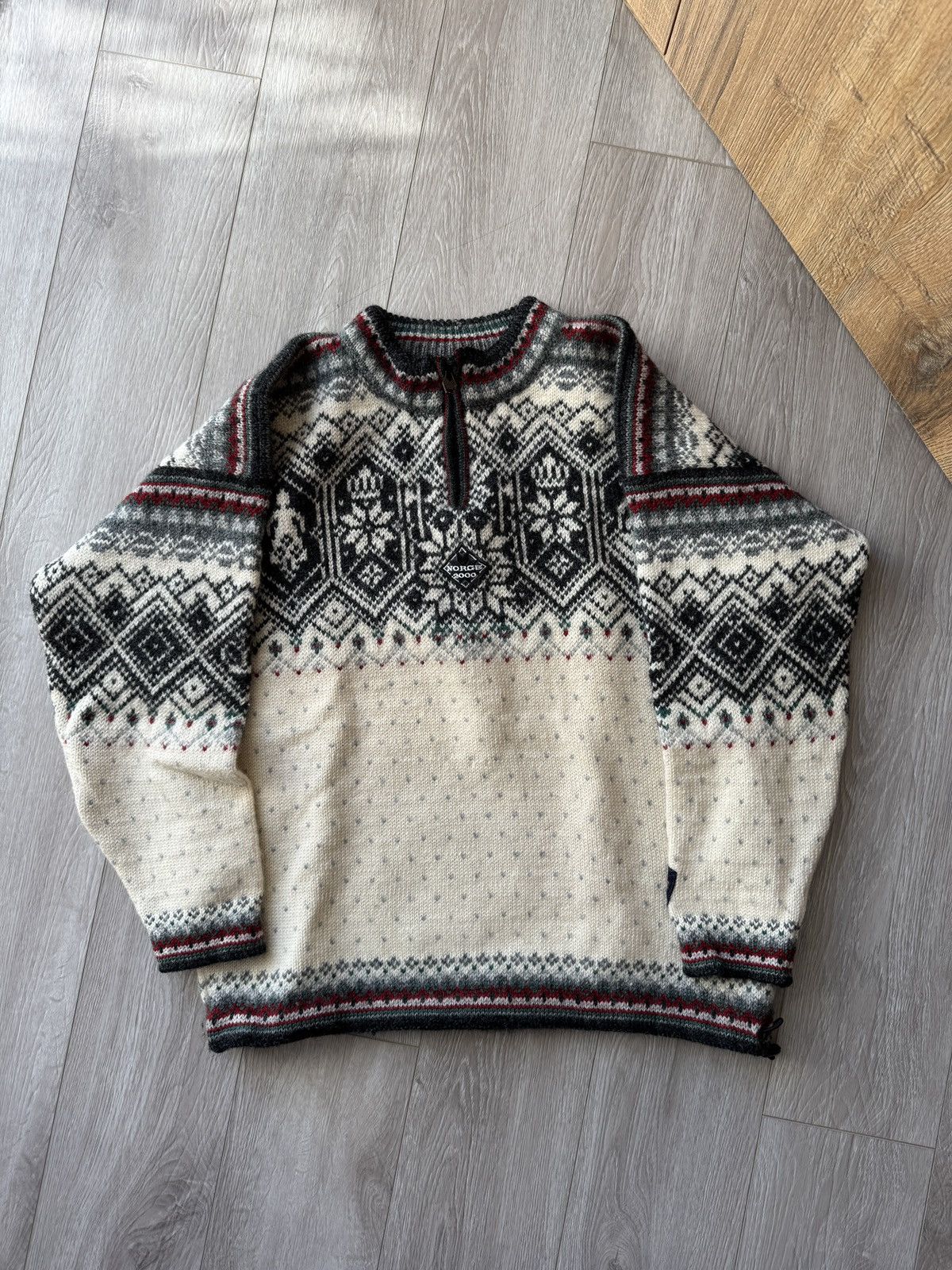 Dale Of Norway Wool Fair Isle Nordic Knit 1/4 Zip Sweater