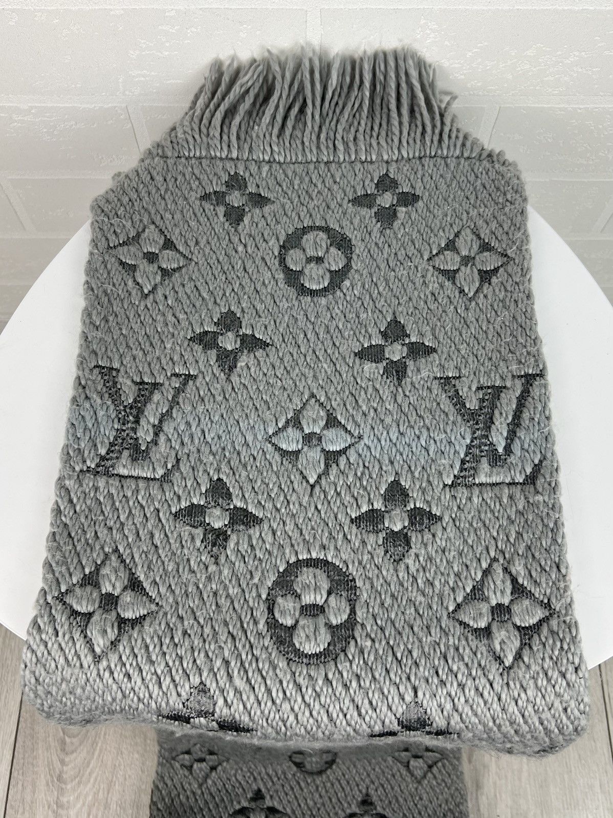 Louis Vuitton LOUIS VUITTON Scarf Echarpe LV Logomania Monogram Wool Silk Size ONE SIZE - 14 Thumbnail