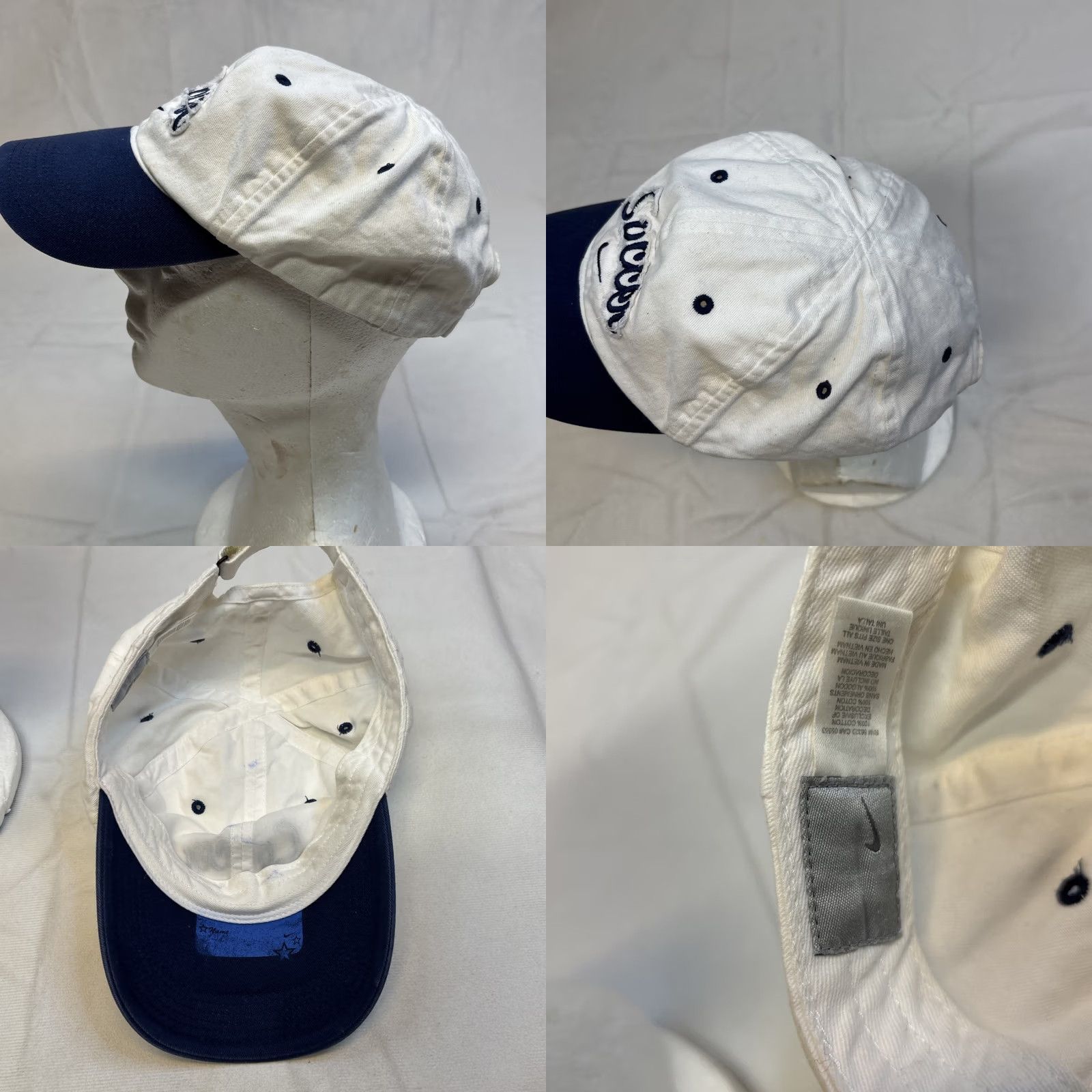 Nike VINTAGE RARE 90s Y2K Nike Soccer White/Blue Hat Adjustable StrapBack Cap Mens Baseball Cap White Adjustable Cap Size ONE SIZE - 8 Thumbnail