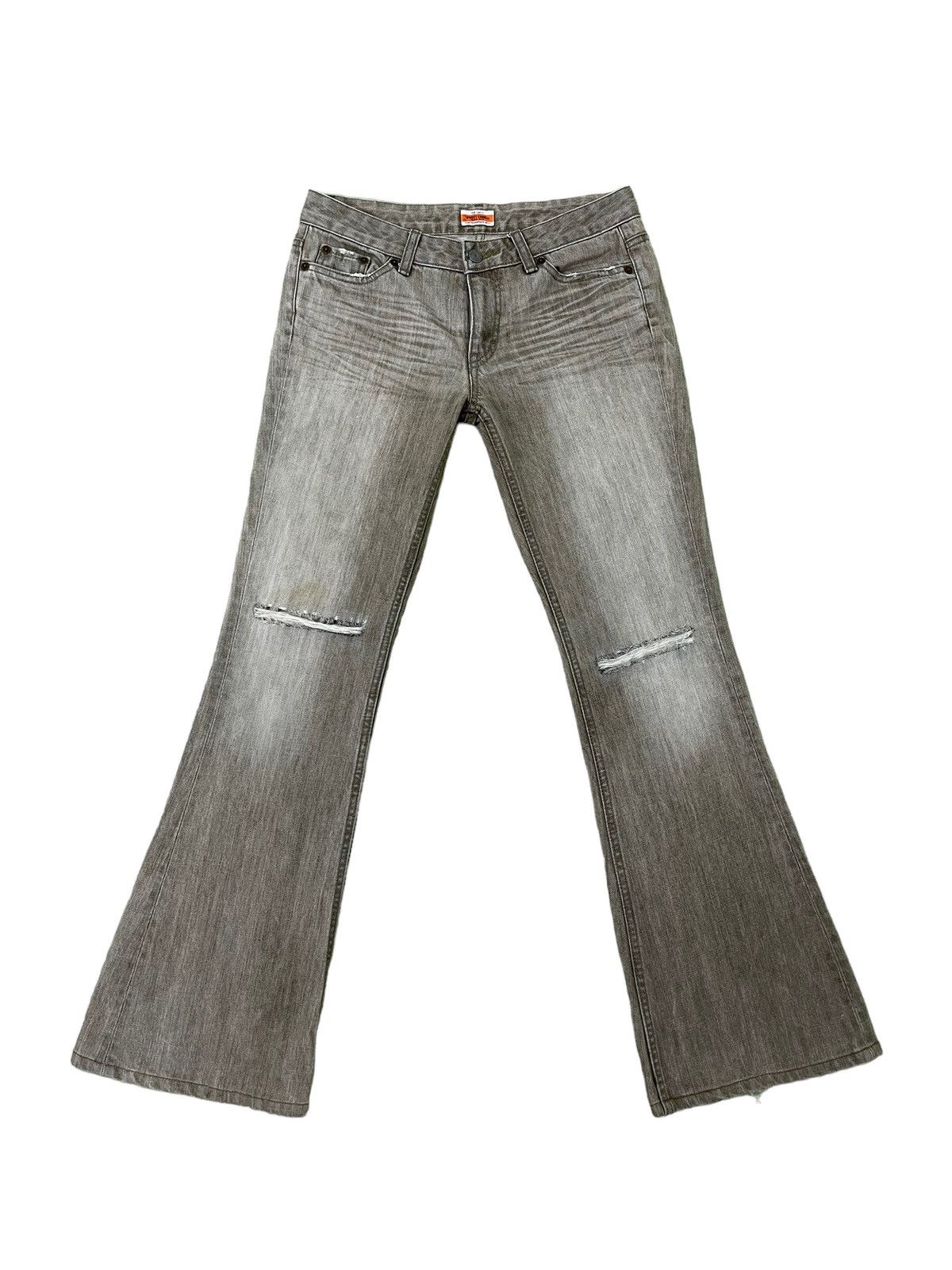 Japanese Brand Flare Jeans Sweet Camel Distress Low Rise Boot Cut 7🟦5 Size US 29 - 2 Thumbnail