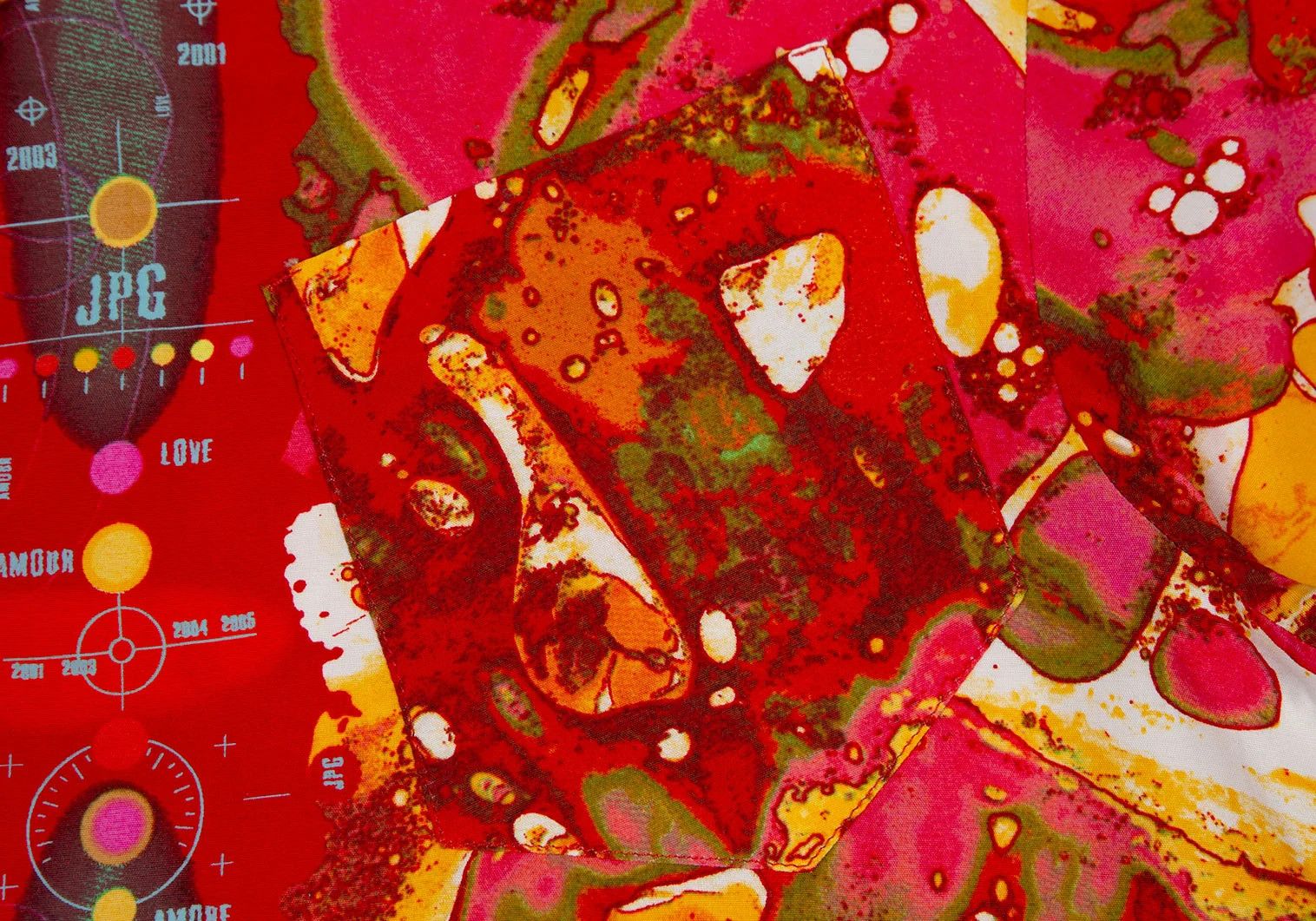 Jean Paul Gaultier Psychedelic Print Rayon Short Sleeve Shirt Red Multi M Size US M / EU 48-50 / 2 - 5 Thumbnail