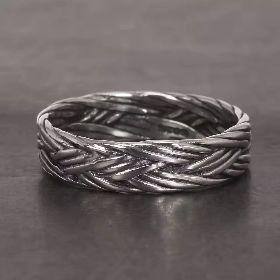 Sterling Silver 925 Sterling Silver Braided Punk Ring Size ONE SIZE - 1 Thumbnail