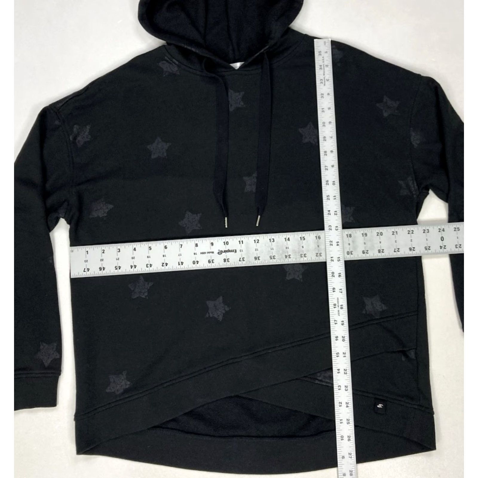 Vintage Seven7 Pullover Hoodie Women Large Black Star All Over Print Size L / US 10 / IT 46 - 7 Thumbnail