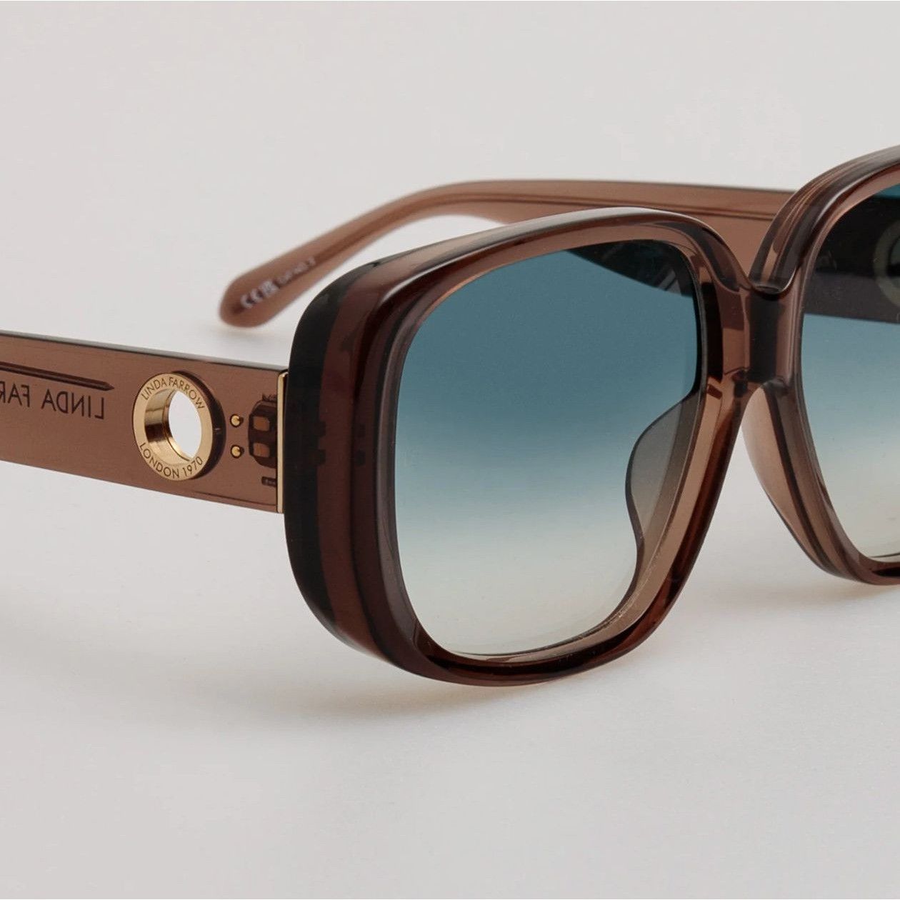 Linda Farrow Linda Farrow Astrid Oversized Sunglasses Brown Aqua $570 NEW Size ONE SIZE - 5 Thumbnail