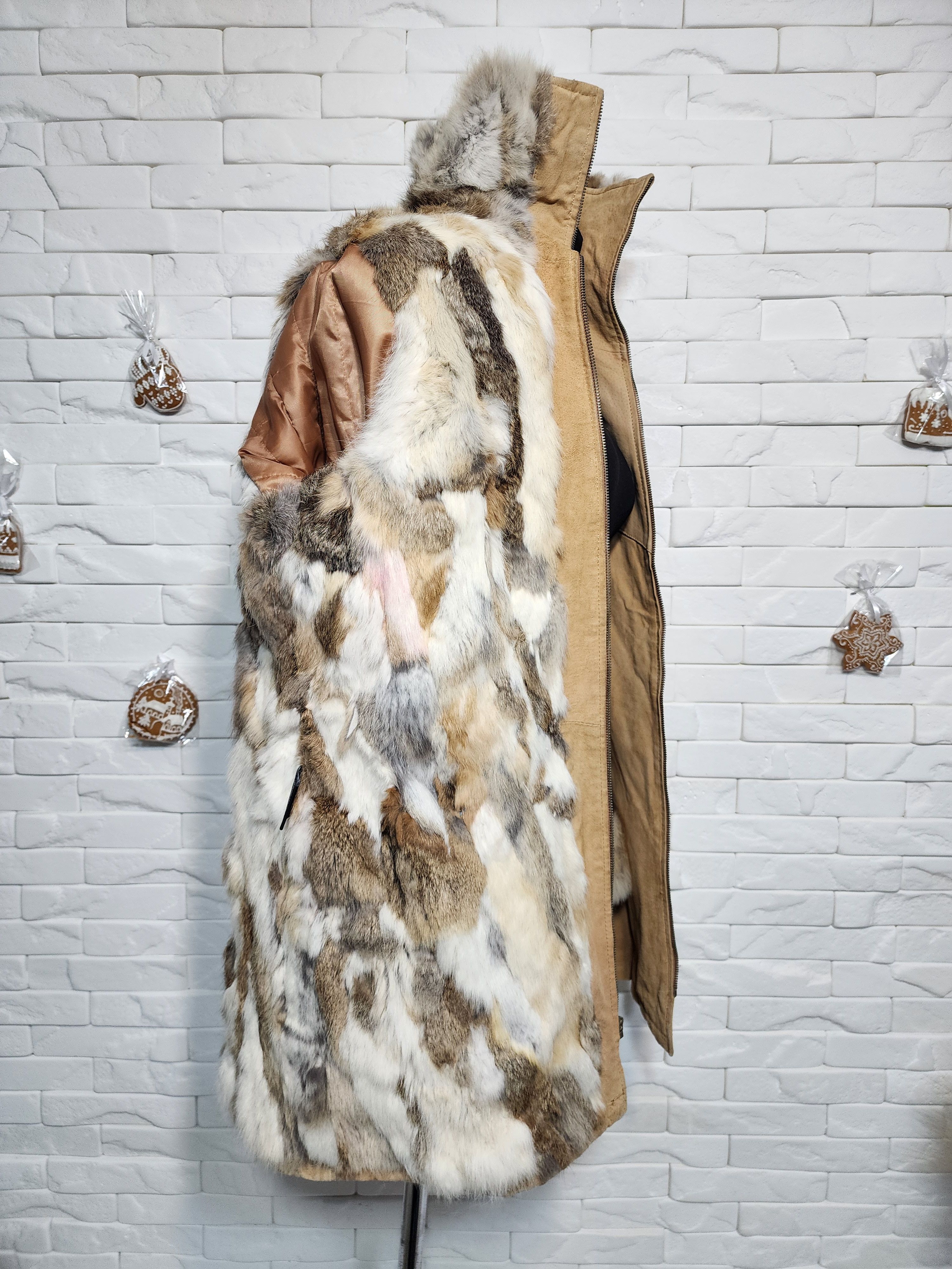 Other Brown Fur Coat: Genuine Fur. Women's Warm Suede Jacket. Size XL / US 12-14 / IT 48-50 - 9 Thumbnail